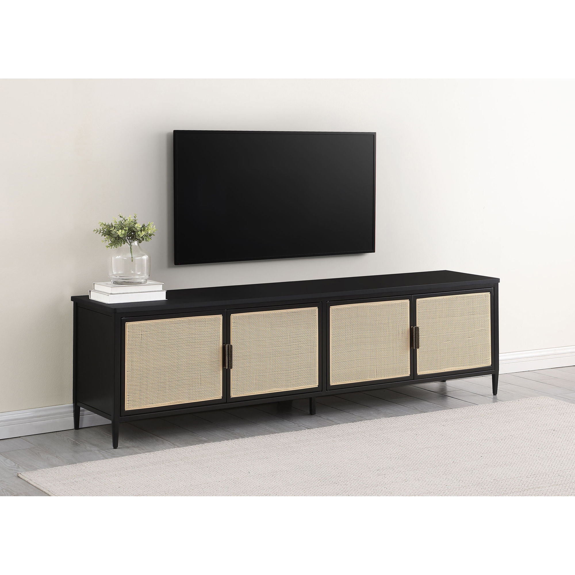 Kenneth - 4 Door TV Stand - Black