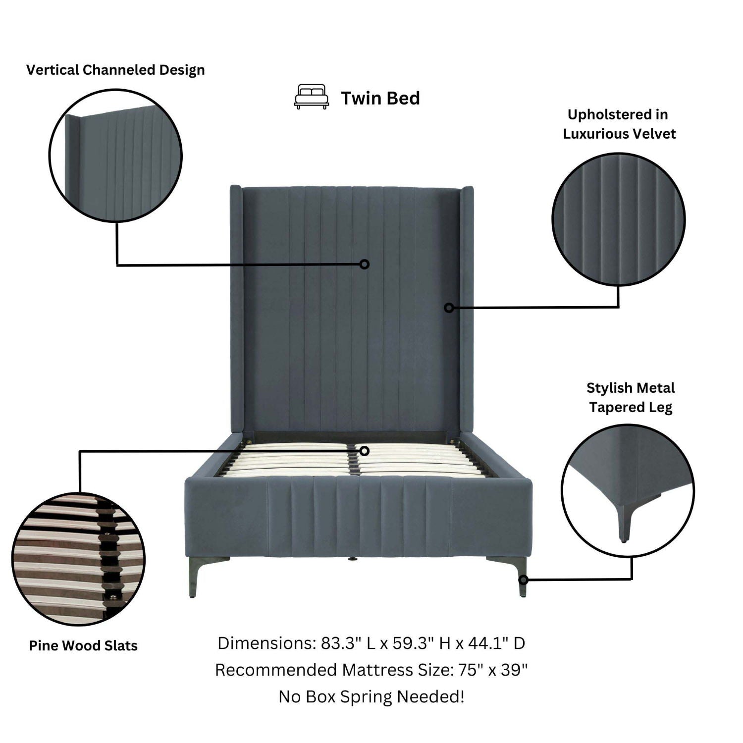 Promenade - Bed With Upholstered Headboard And Slats