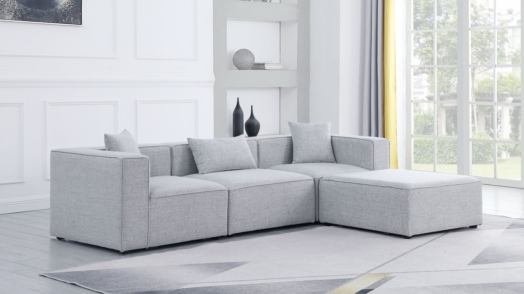 Cube - Linen 4 Piece Modular Sectional With Chaise