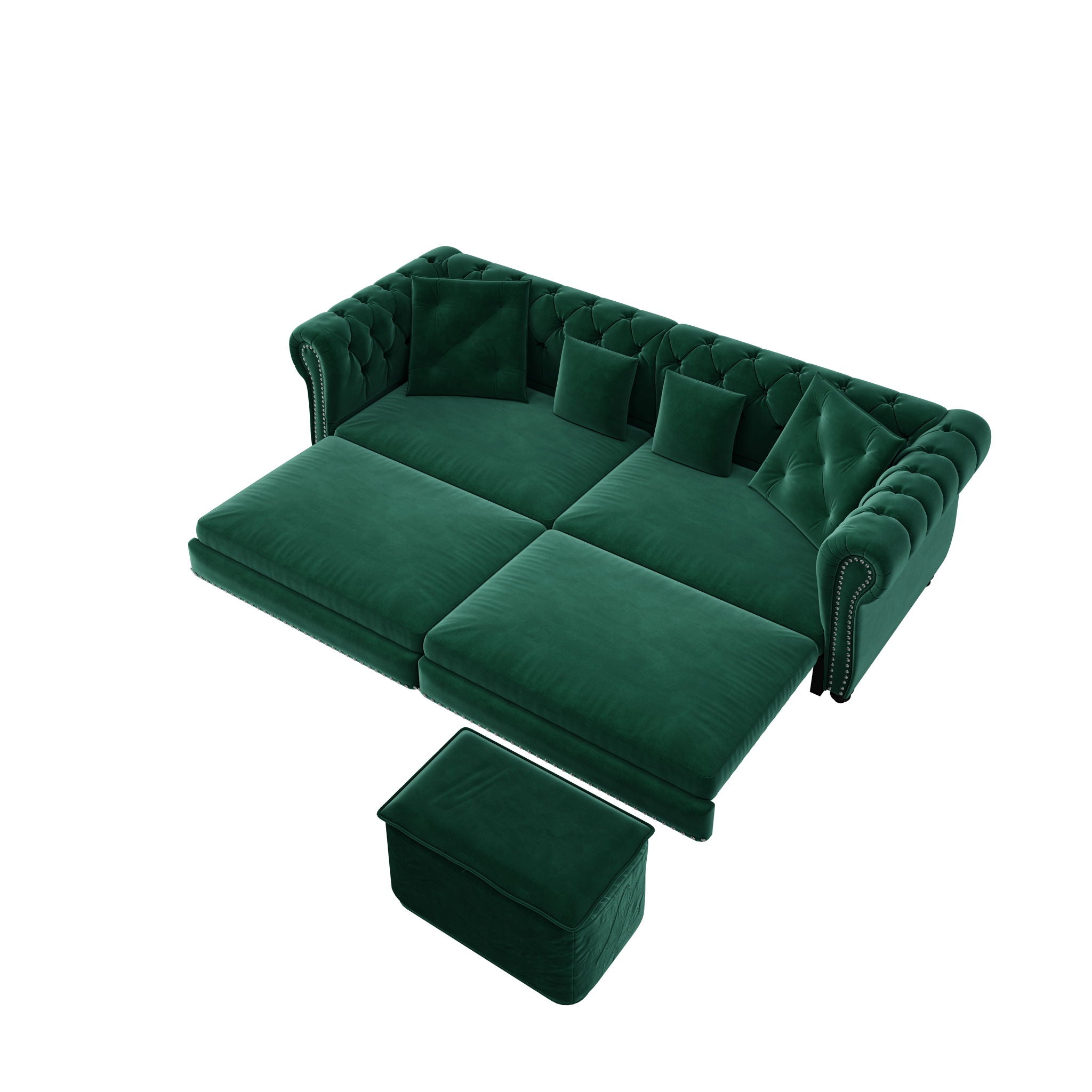 3 In 1 Pull Out Sofa Bed With Movable Ottoman