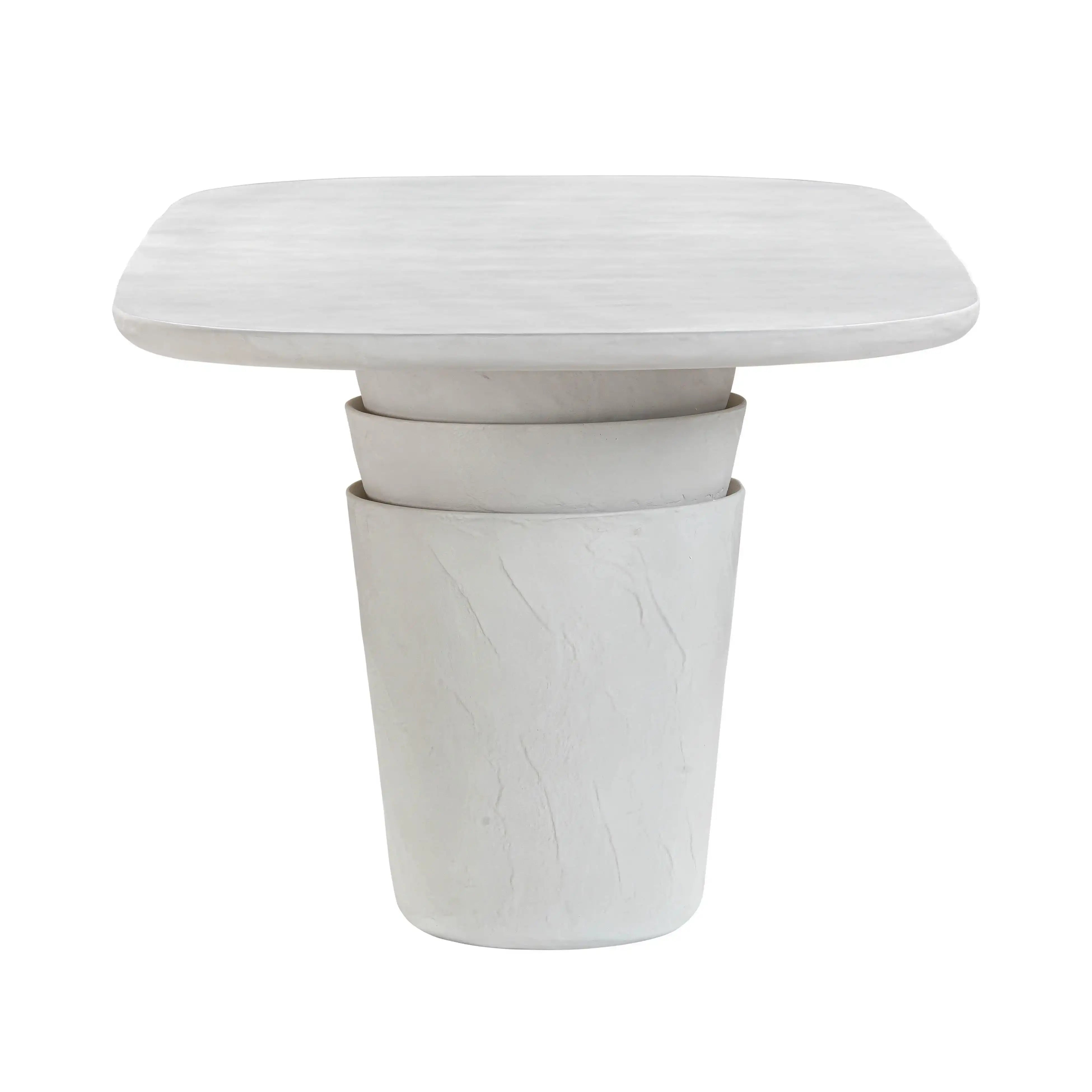 Margot - Faux Plaster Indoor / Outdoor Concrete Dining Table - Light Gray