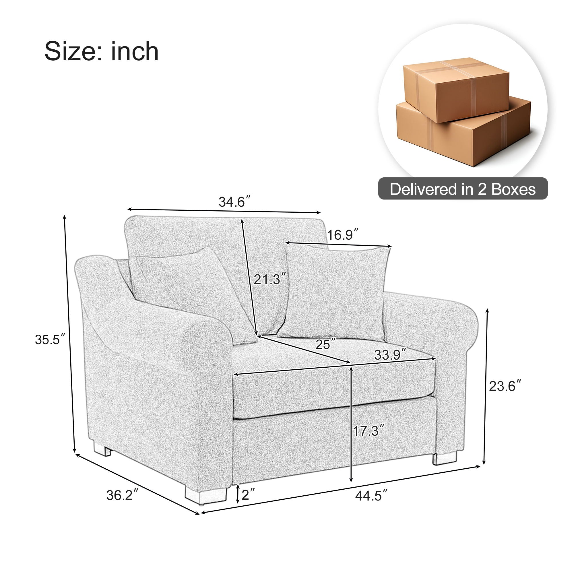 Modern Chenille Oversized Armchair, Chair And A Half, Single Sofa