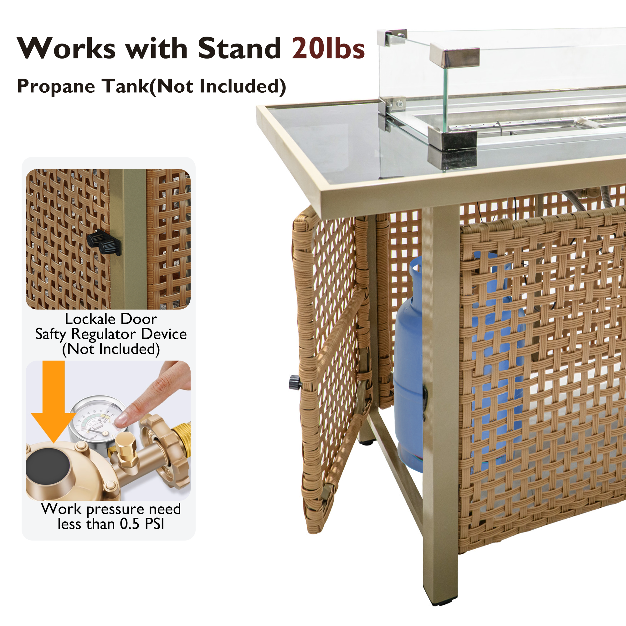 K&K 43' Propane Gas Fire Pit Table