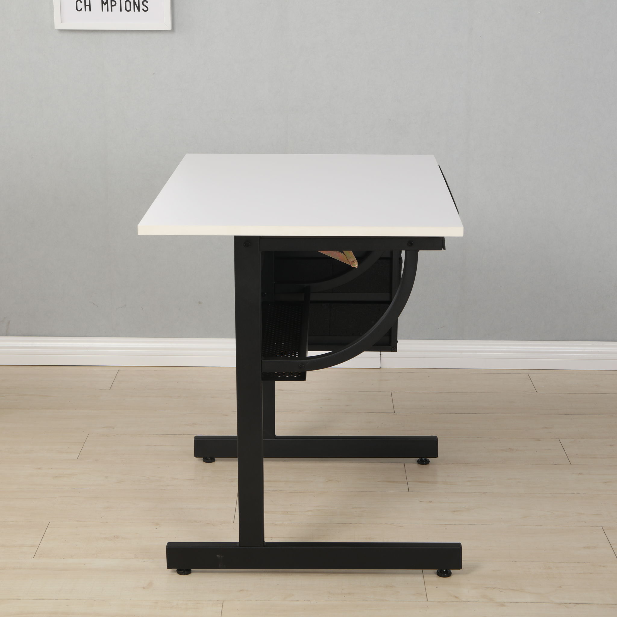 Adjustable Drafting Drawing Table With Stool And 3 Drawers - White / Black - Best Buy Furniture
