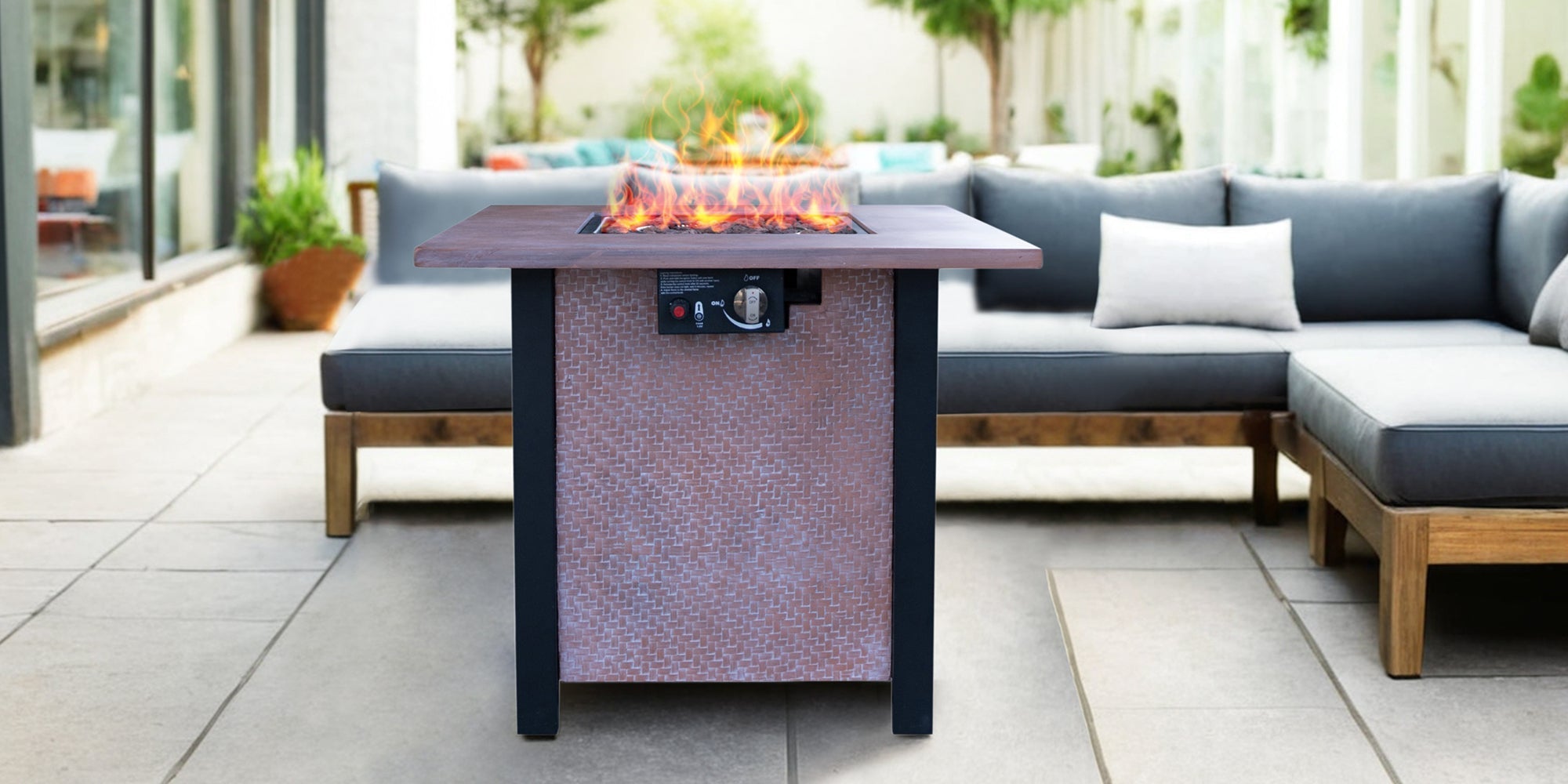 25" H Outdoor Patio Propane Gas Fire Pit Table - 50,000 BTU High-temperature-resistant