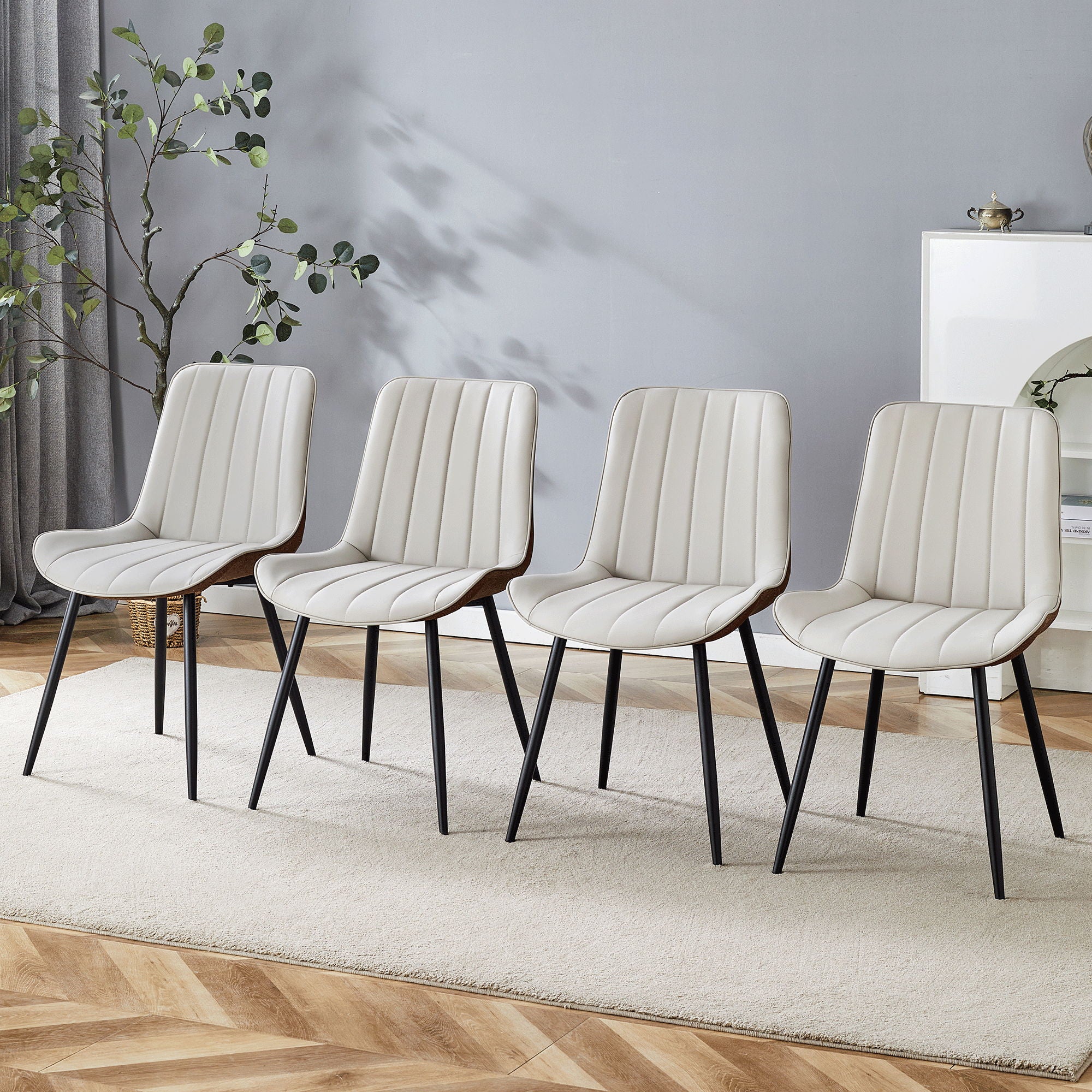 Modern Minimalist Dining Chair Set, Extended Seat Cushion