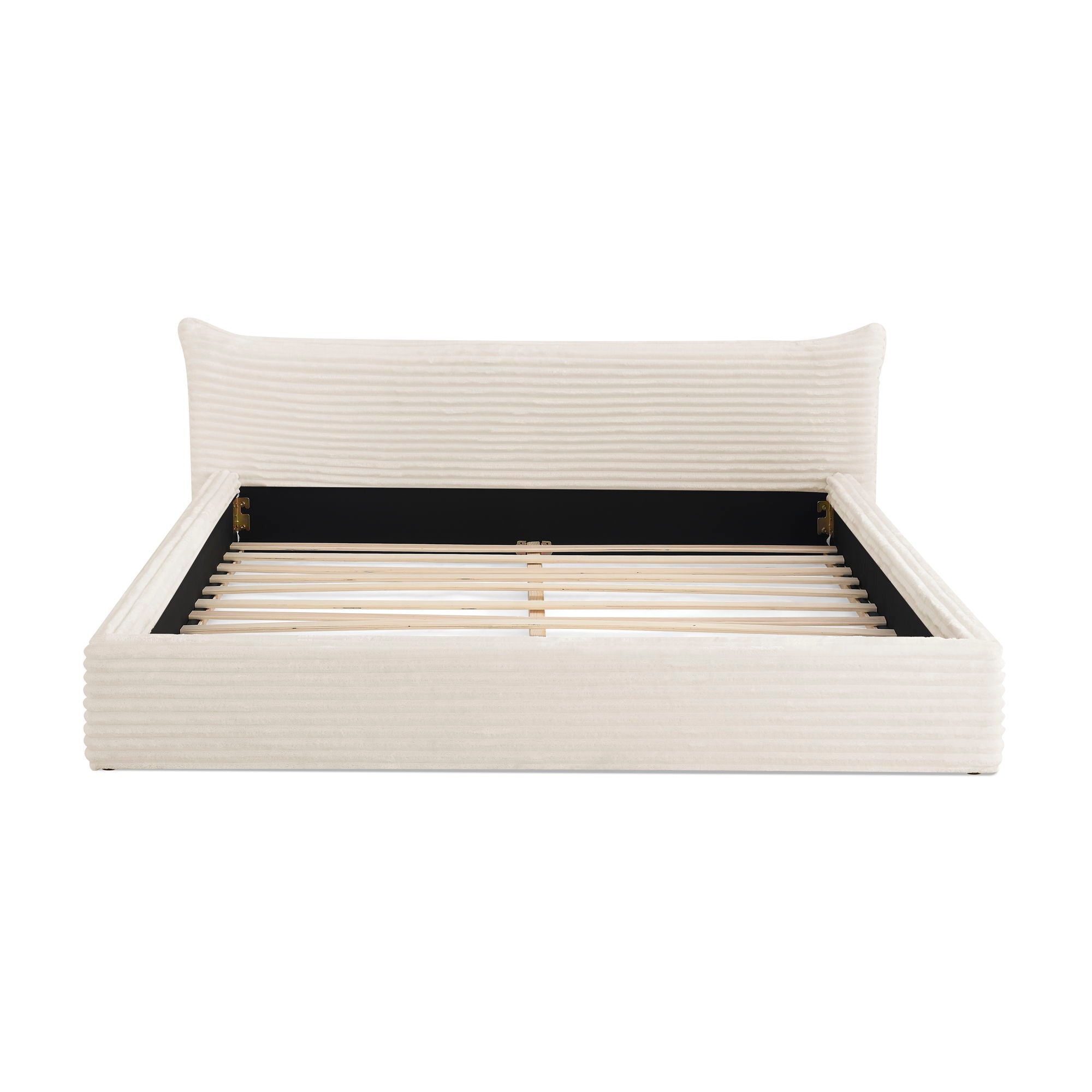 Modern Upholstered Bed Frame With Curved Headboard