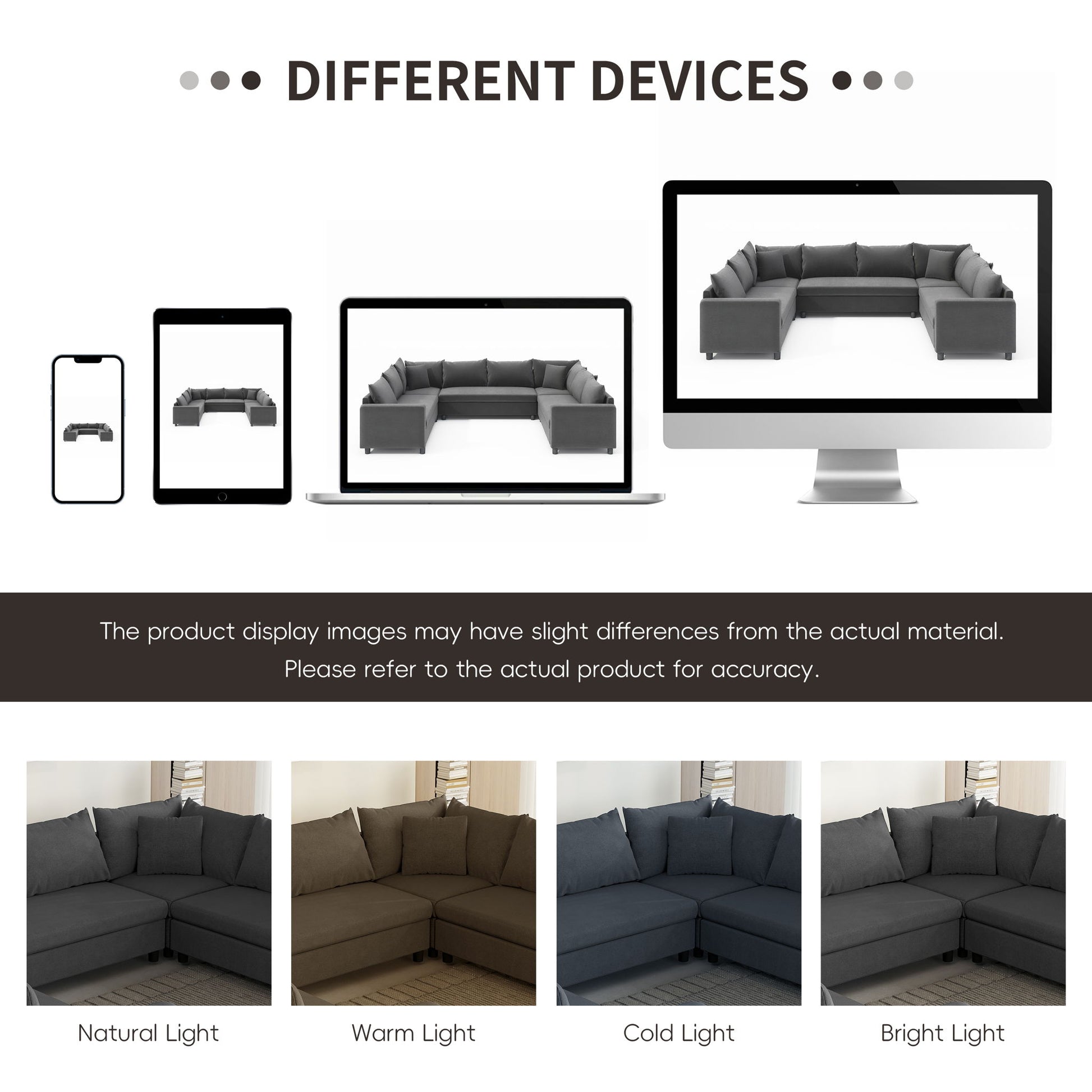 Modular Sectional Reversible U Shaped Couch Set, Free Combination Minimalist Style, Oversized 8 Seat Convertible Sofa - Best Buy Furniture