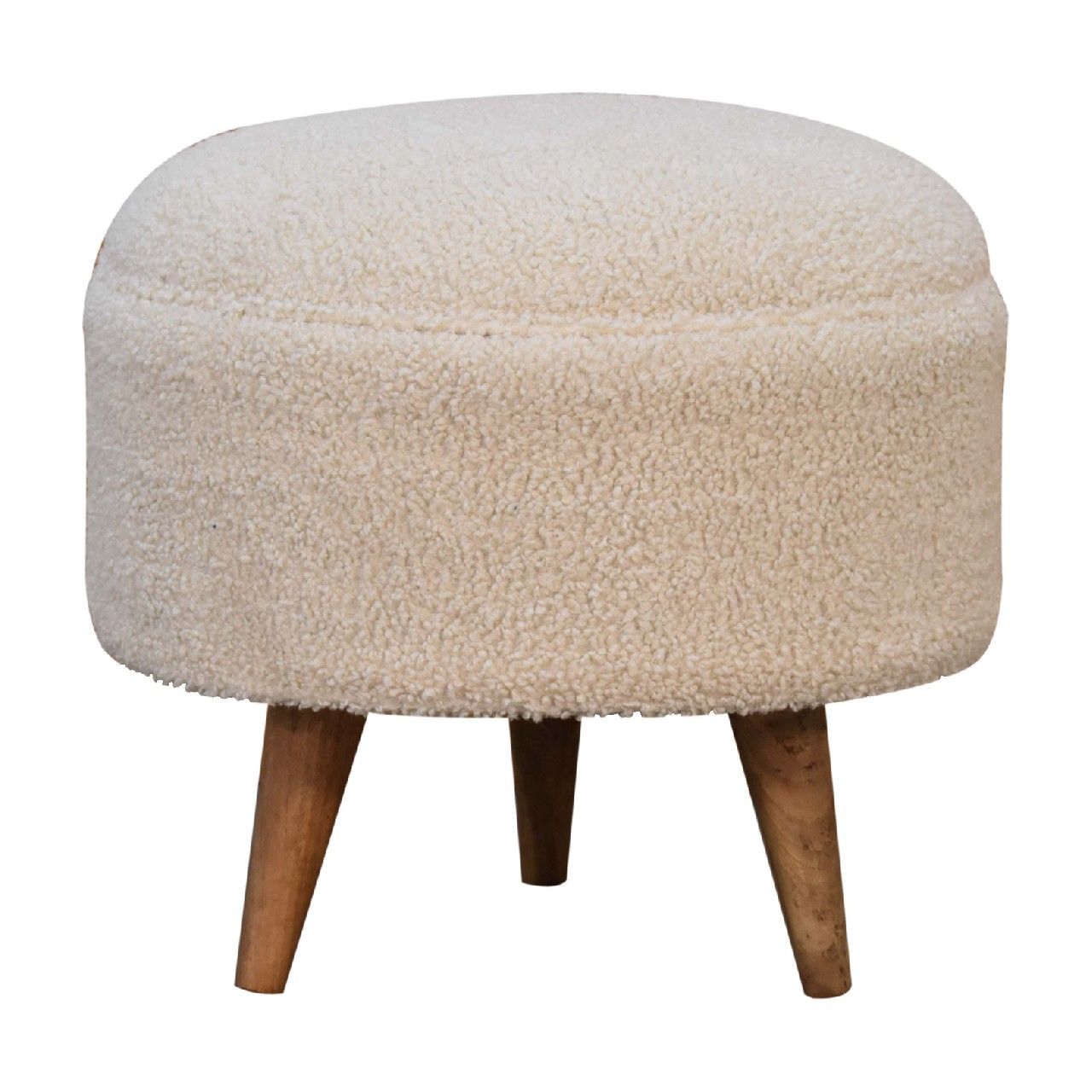 Boucle Rounded Footstool - Oak