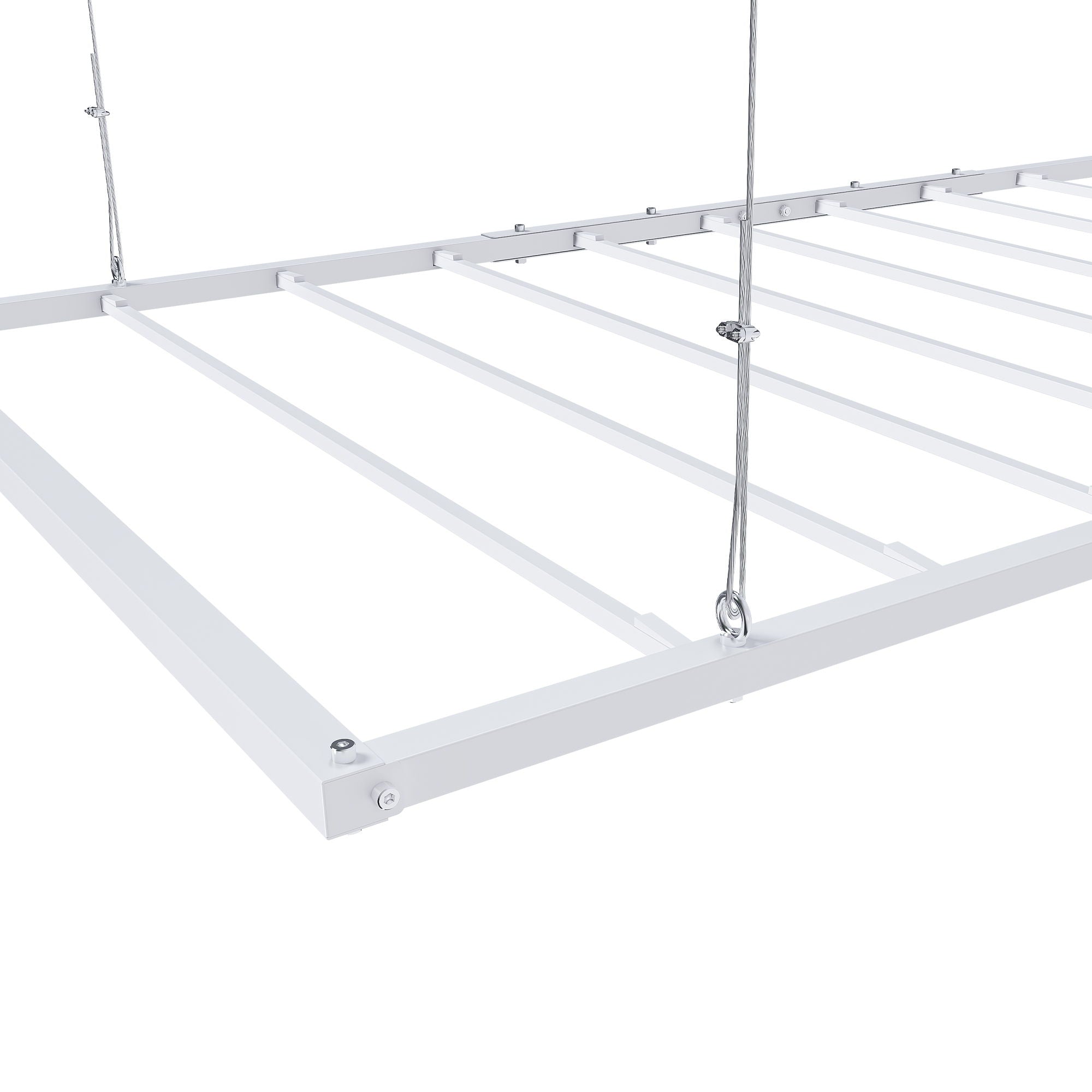 Overhead Garage Storage Rack 3 X 6 Ft For High Ceilings, With Safety Lock - White