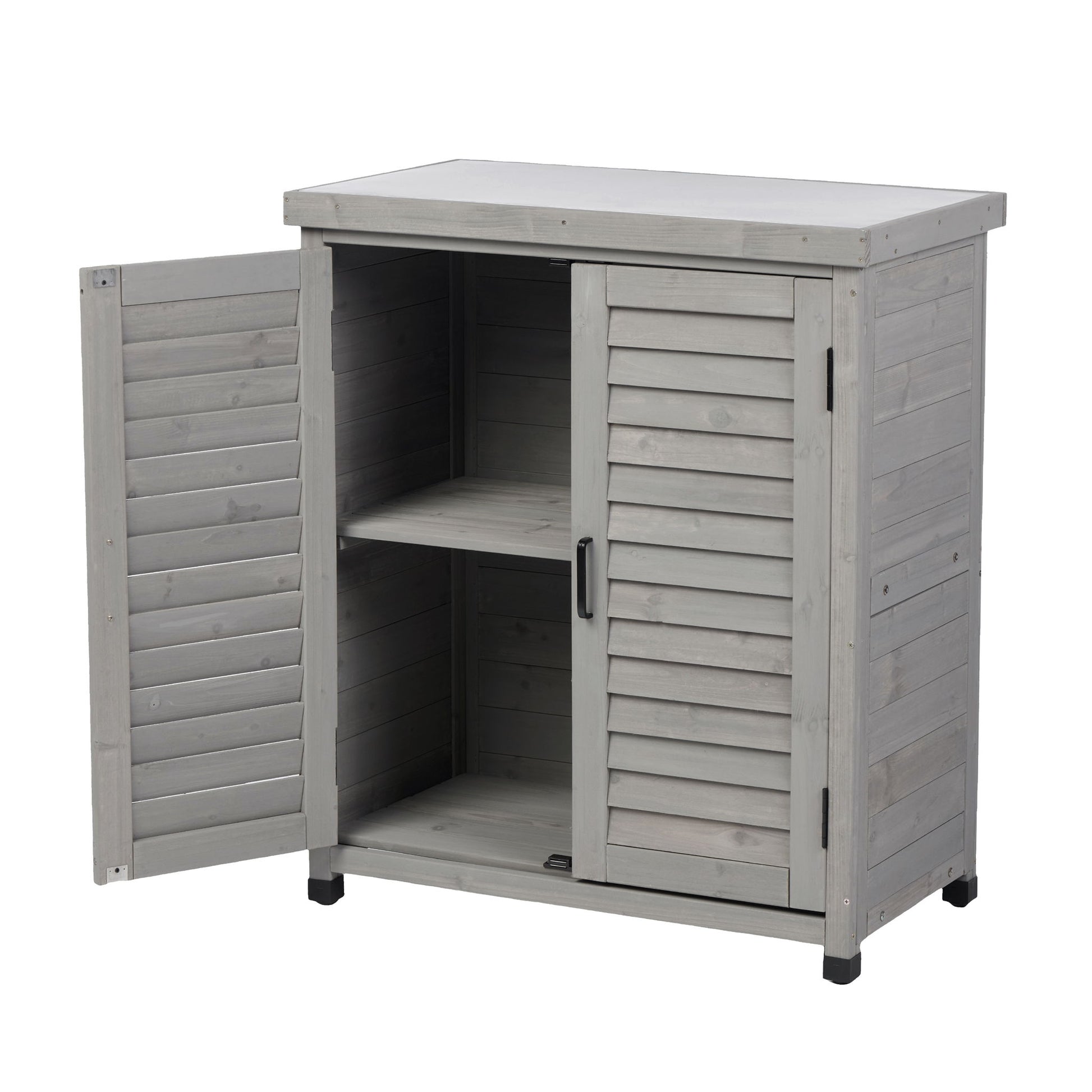 Potting Bench With Storage Cabinet And Metal Table Top For Outdoor - Best Buy Furniture