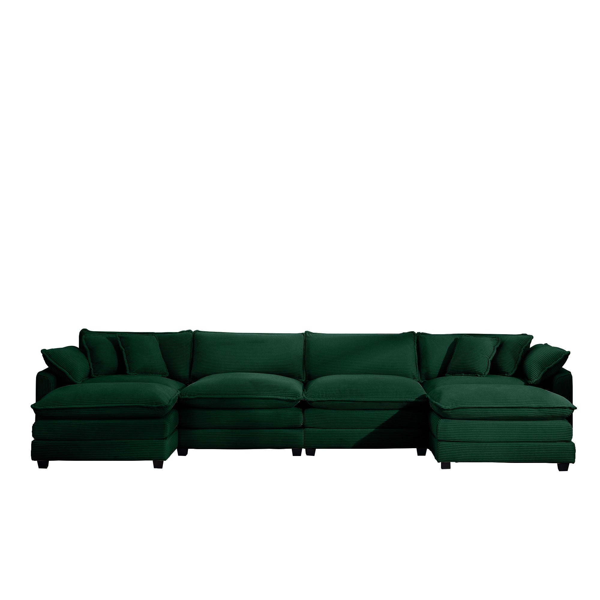 Modern Oversized Modular Cushion Sofa With Ottoman, Low Back, Deep Seating Sofa Set