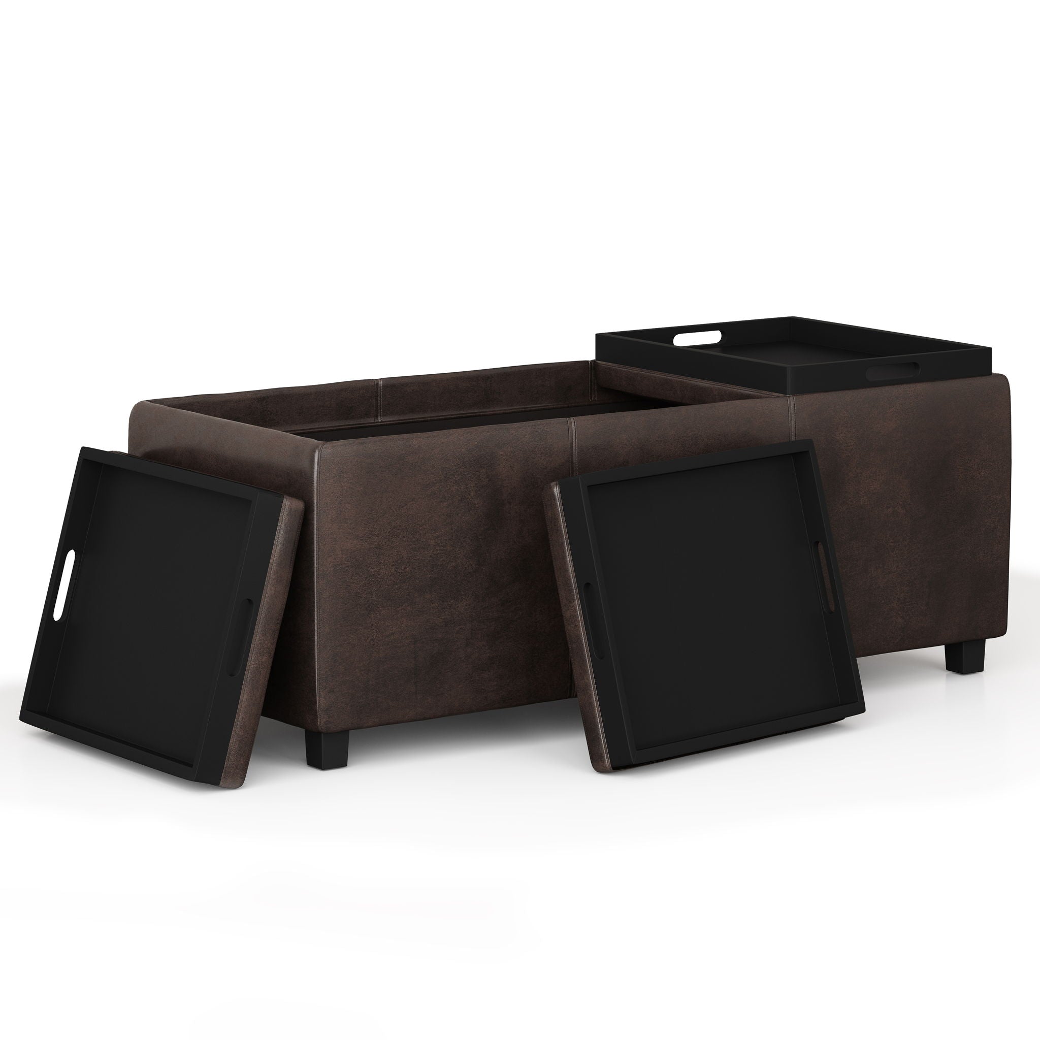 Avalon - Storage Ottoman - Distressed Brown - Best Buy Furniture