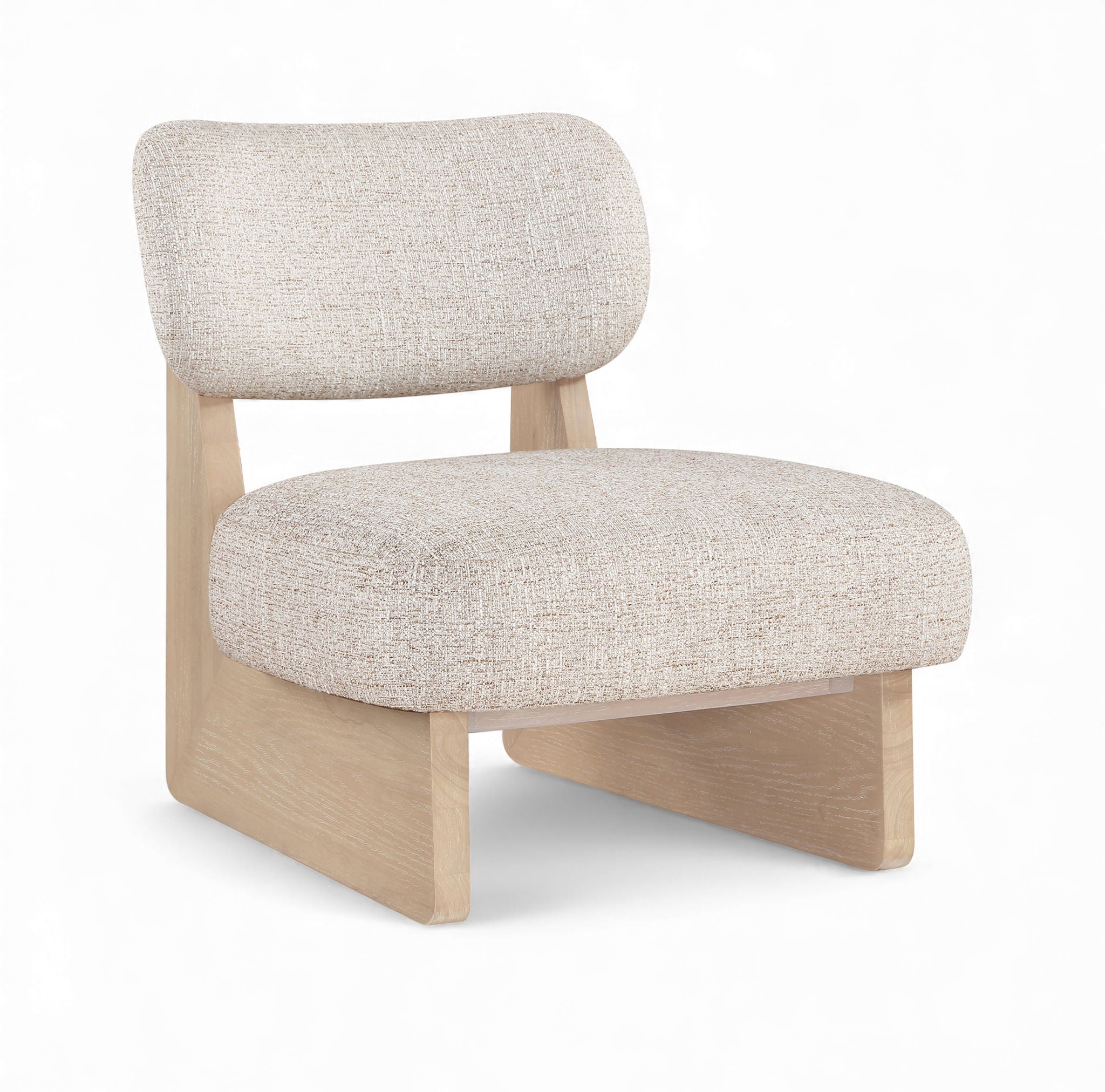 Vetra Linen Fabric Upholstered Armless Accent Chair with Natural Base