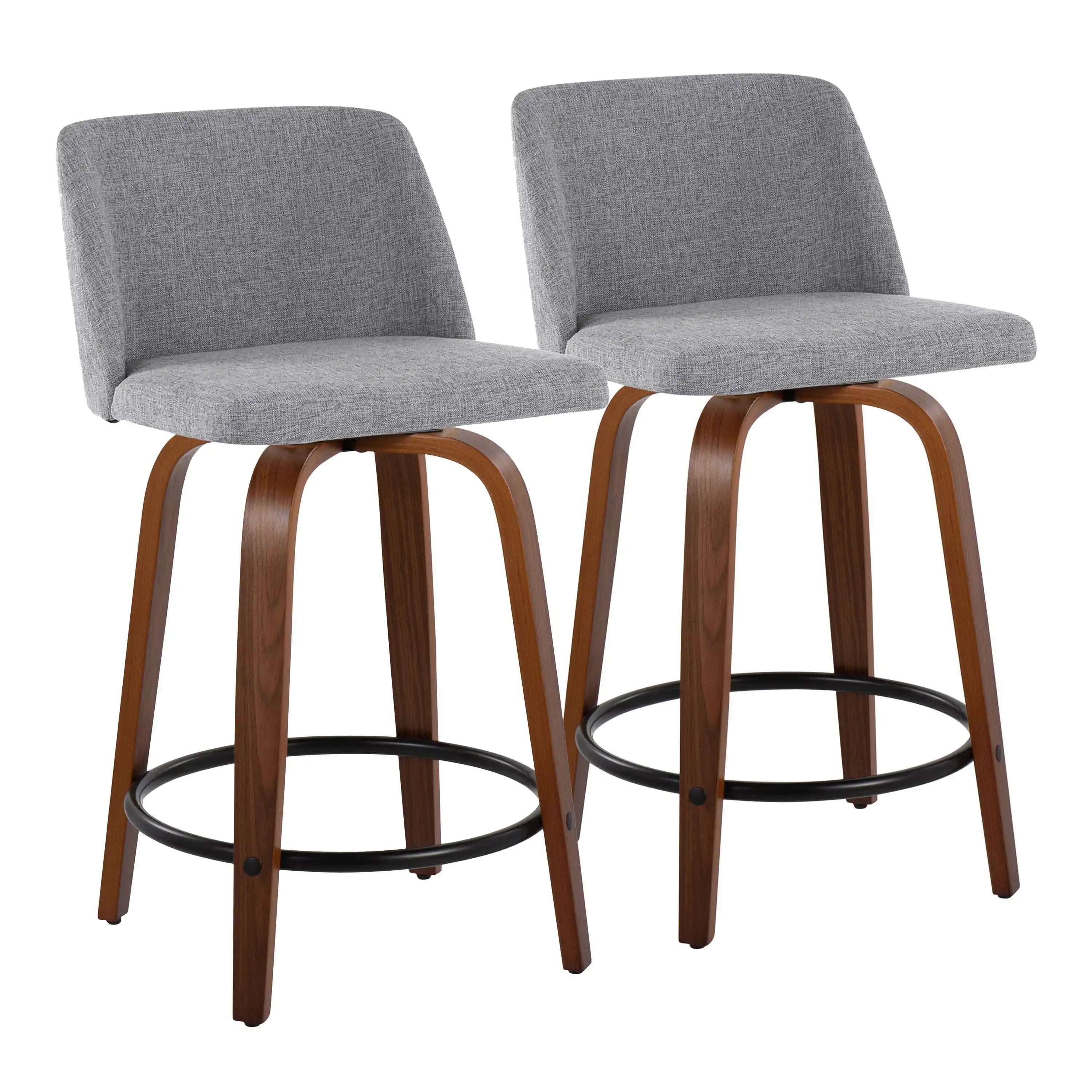 Toriano - Mid Century Modern, Fixed Height Counter Stool & Swivel And Round Footrest (Set of 2) - Best Buy Furniture