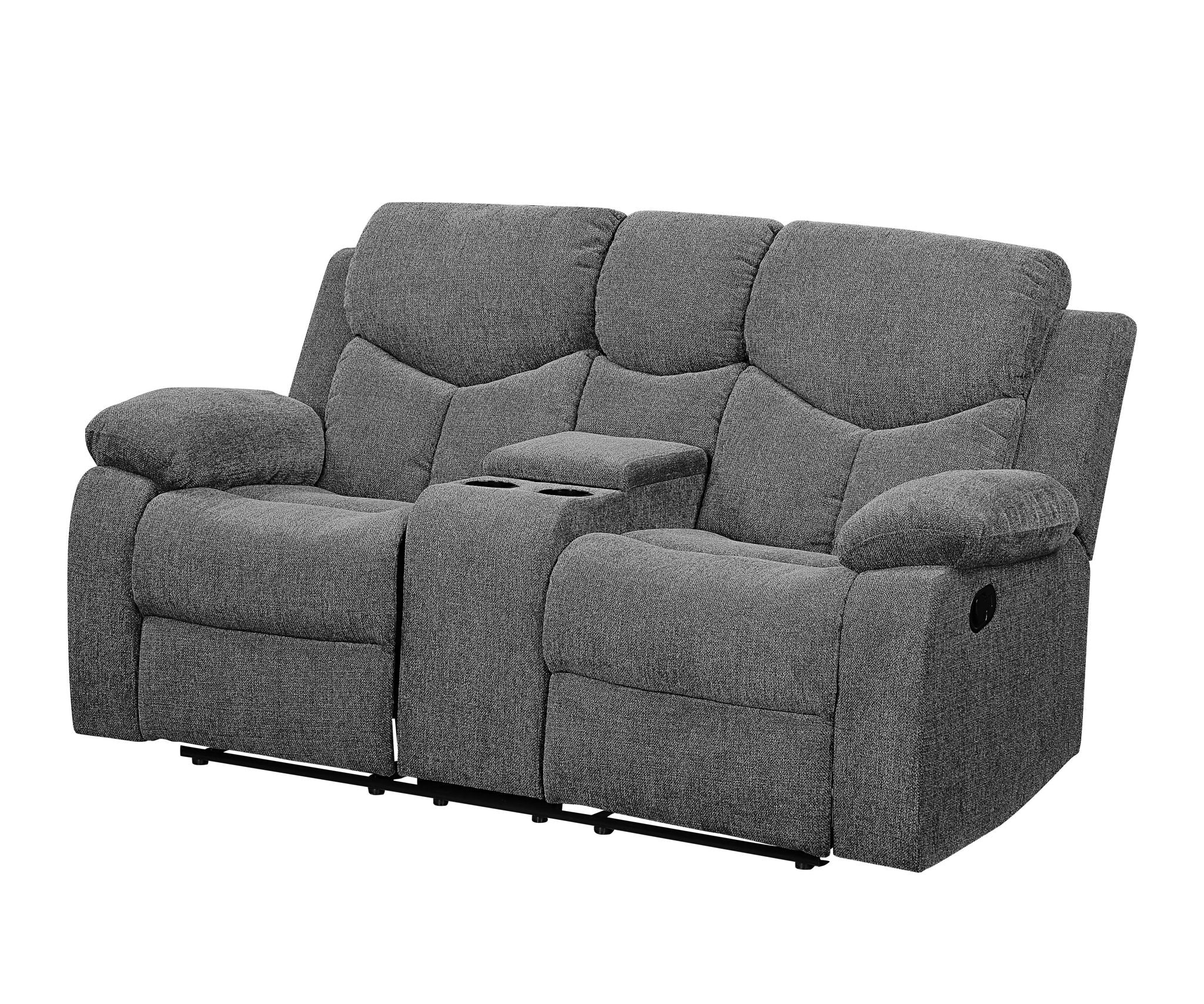 Kalen - Chenille Loveseat With Console - Gray - Best Buy Furniture