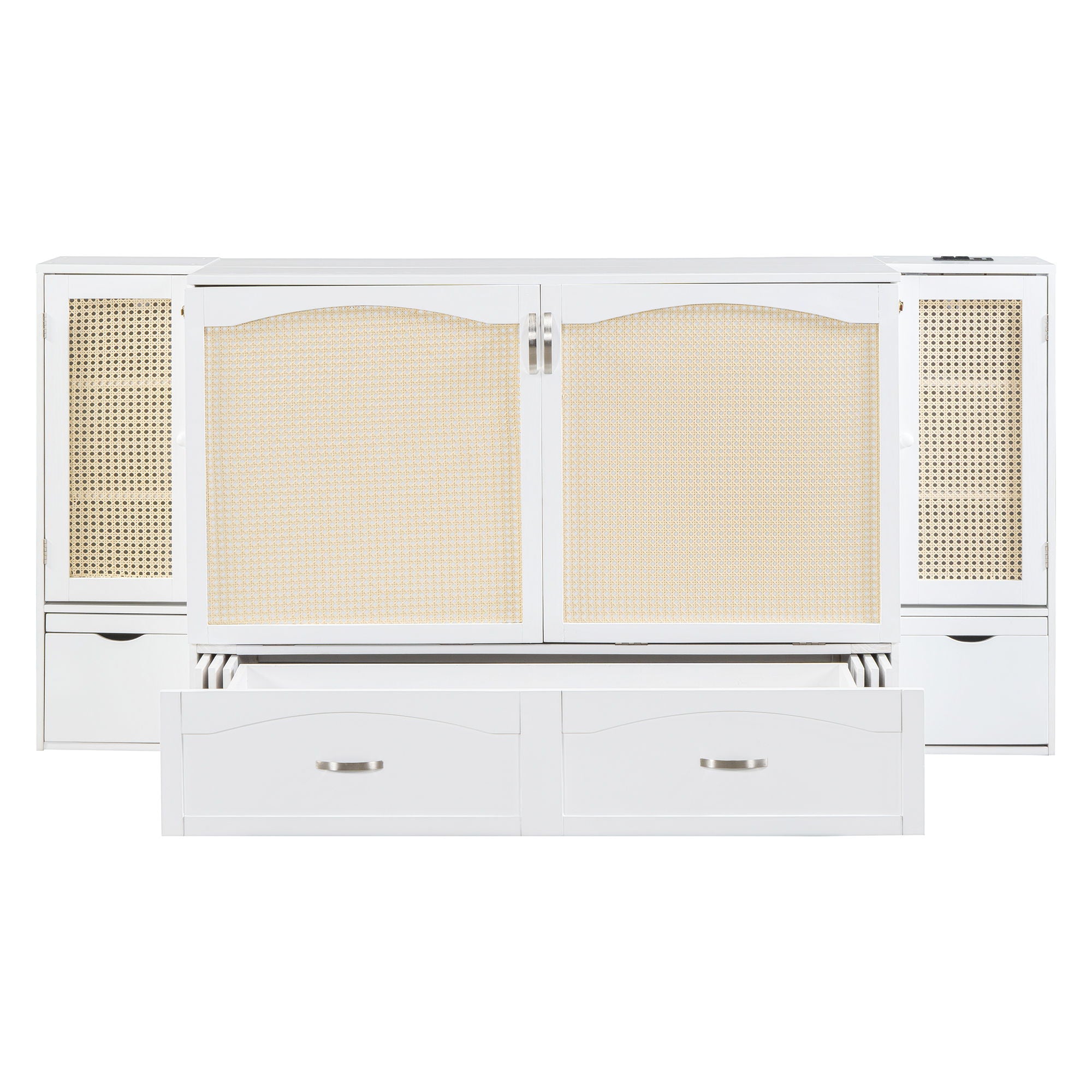 Murphy Wall Bed With Drawer And Rattan Decoration