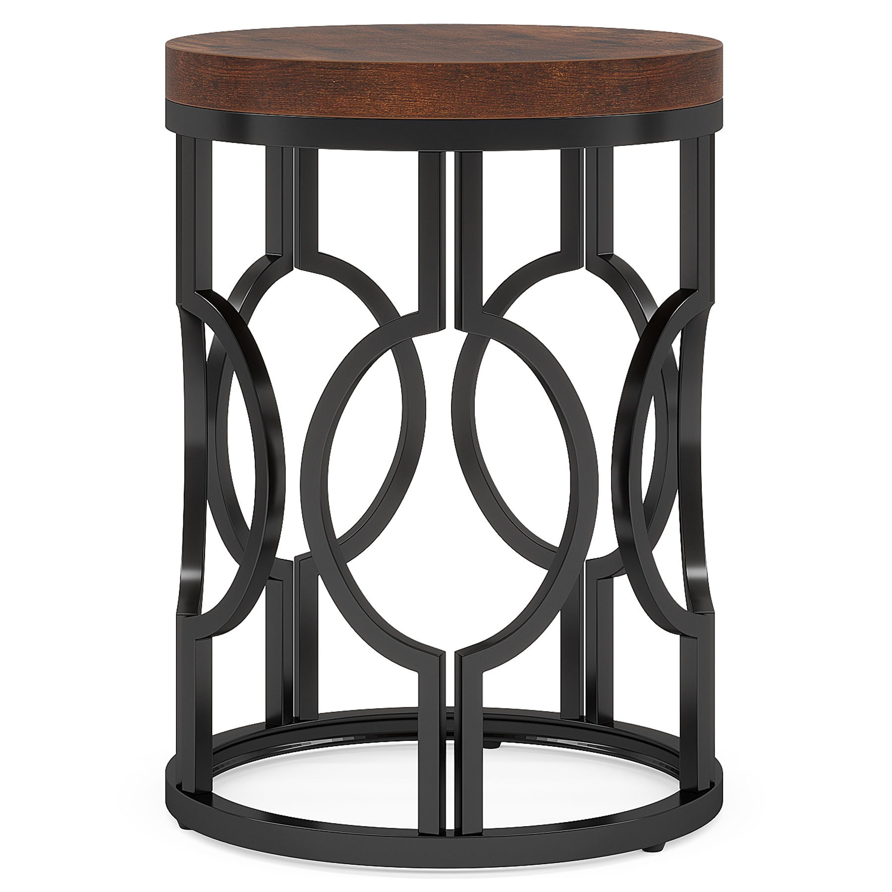 Round End Table Nightstand For Living - Brown / Black