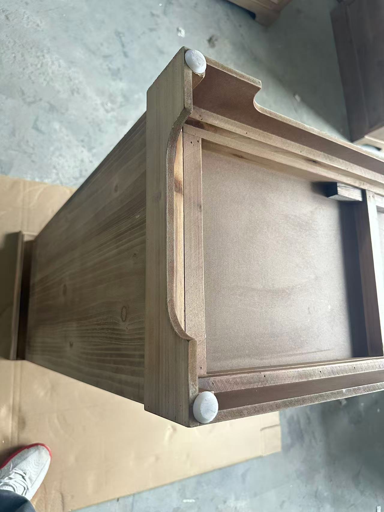 Rustic Vintage Accent Cabinet with Carved Floral Panels