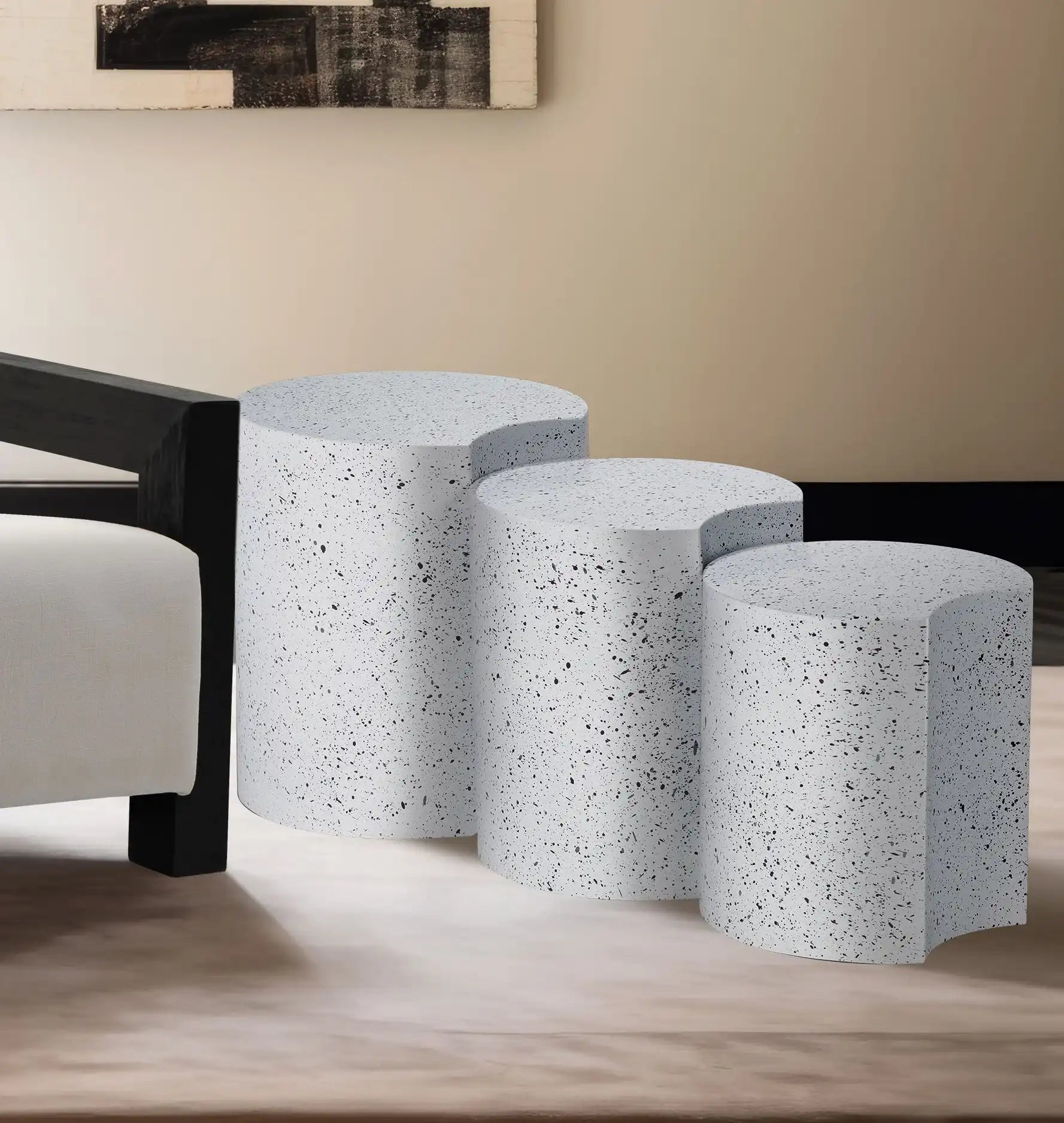 Dimple - 3 Piece Modular End Table - Terazzo Finish
