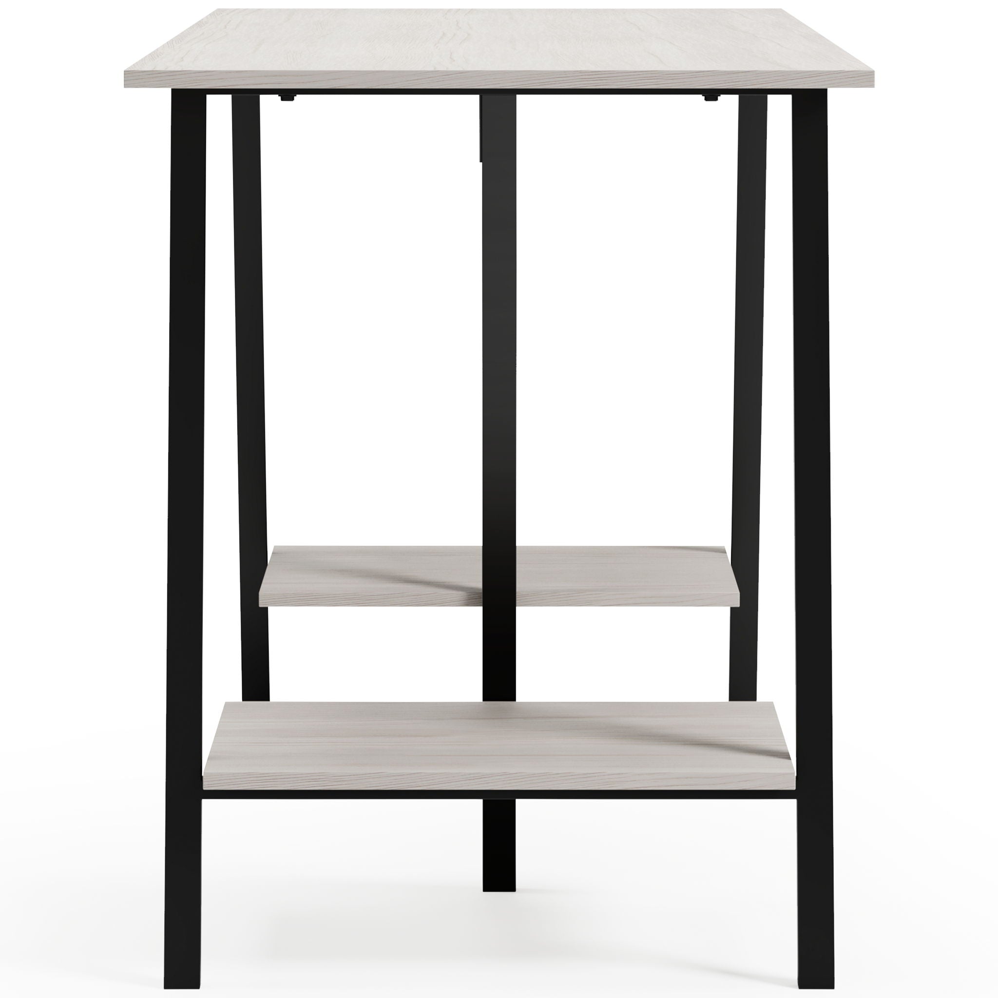 Bayflynn - Home Office Desk - 2 Fixed Shelves - White / Black