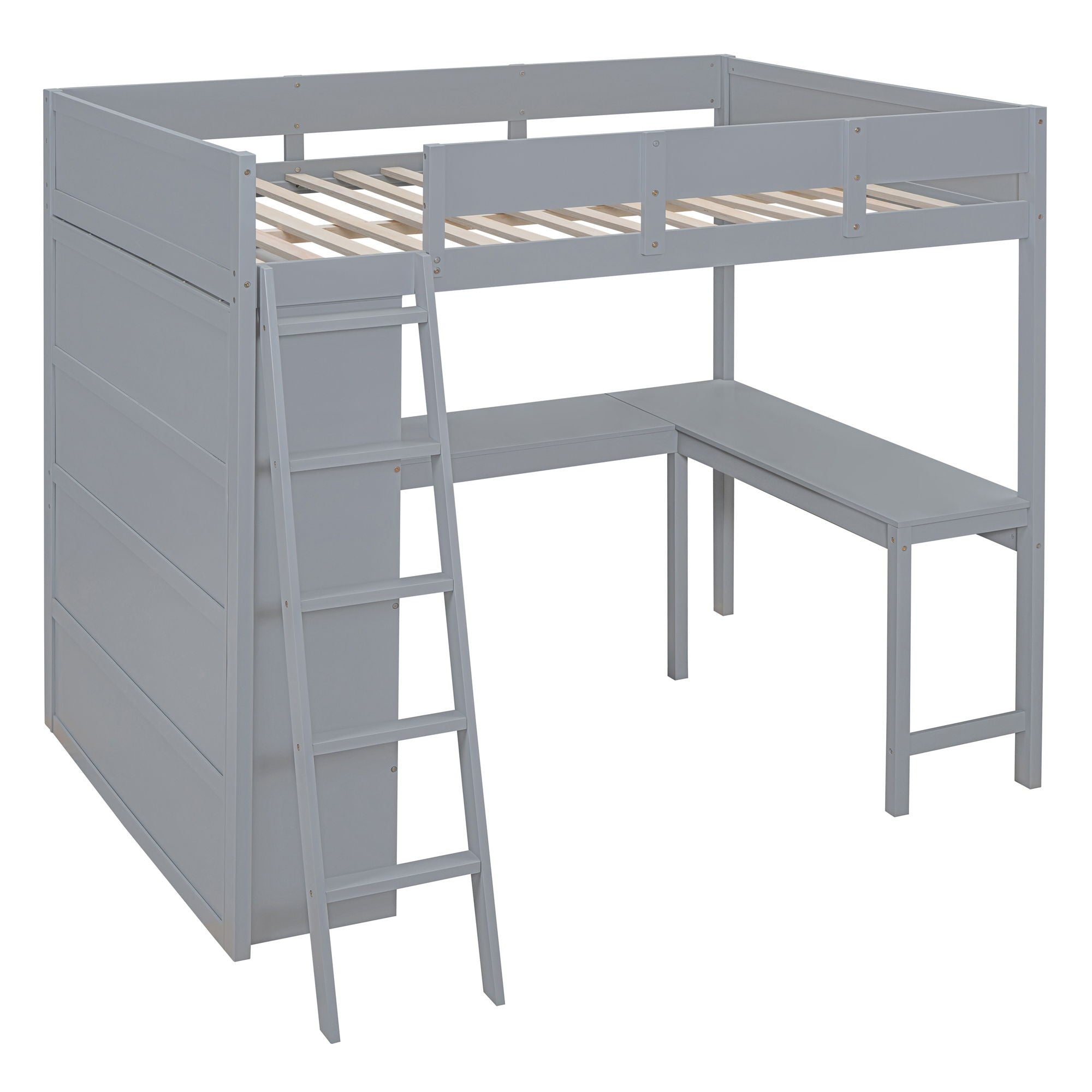 Modern Loft Bed With Desk And Shelves