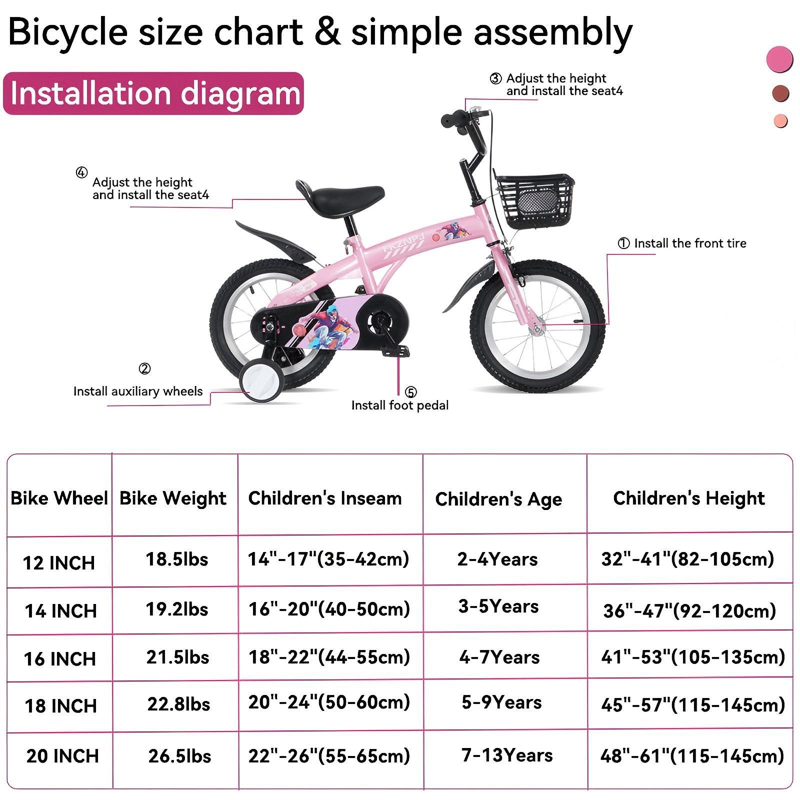 Fkznpj - 16" Sporty Kids Bike With Training Wheels And Stand Adjustable Saddle Suitable For Boys And Girls Aged 4 - 8 Years Tall Height 41 - 46" Available In A Variety Of Colors - Best Buy Furniture