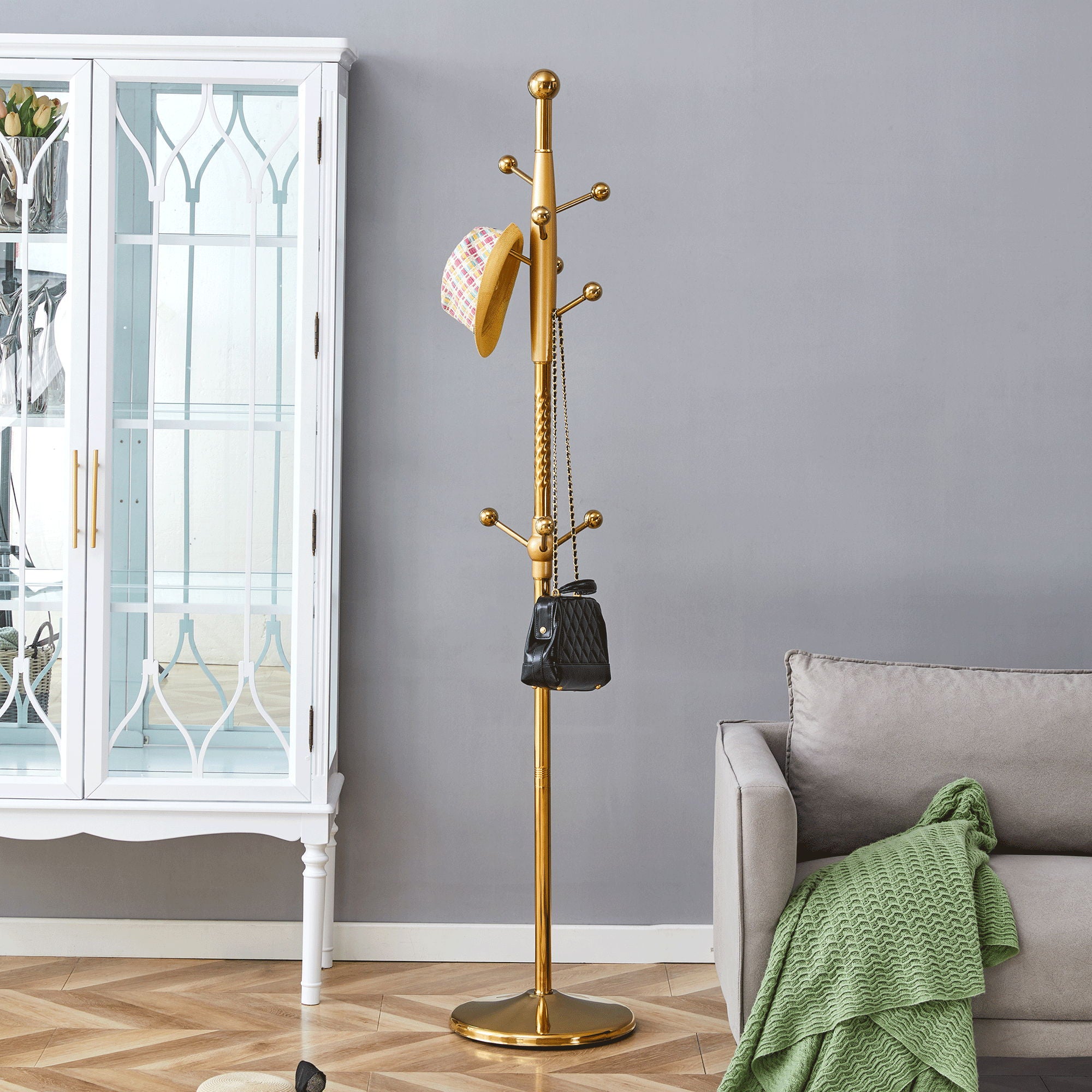 Modern Stainless Steel Spray Painted Hanger With Solid Wood Reinforcement