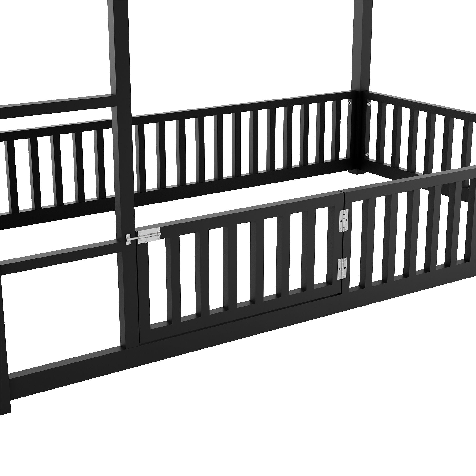 Metal House Bunk Bed With Fence And Door