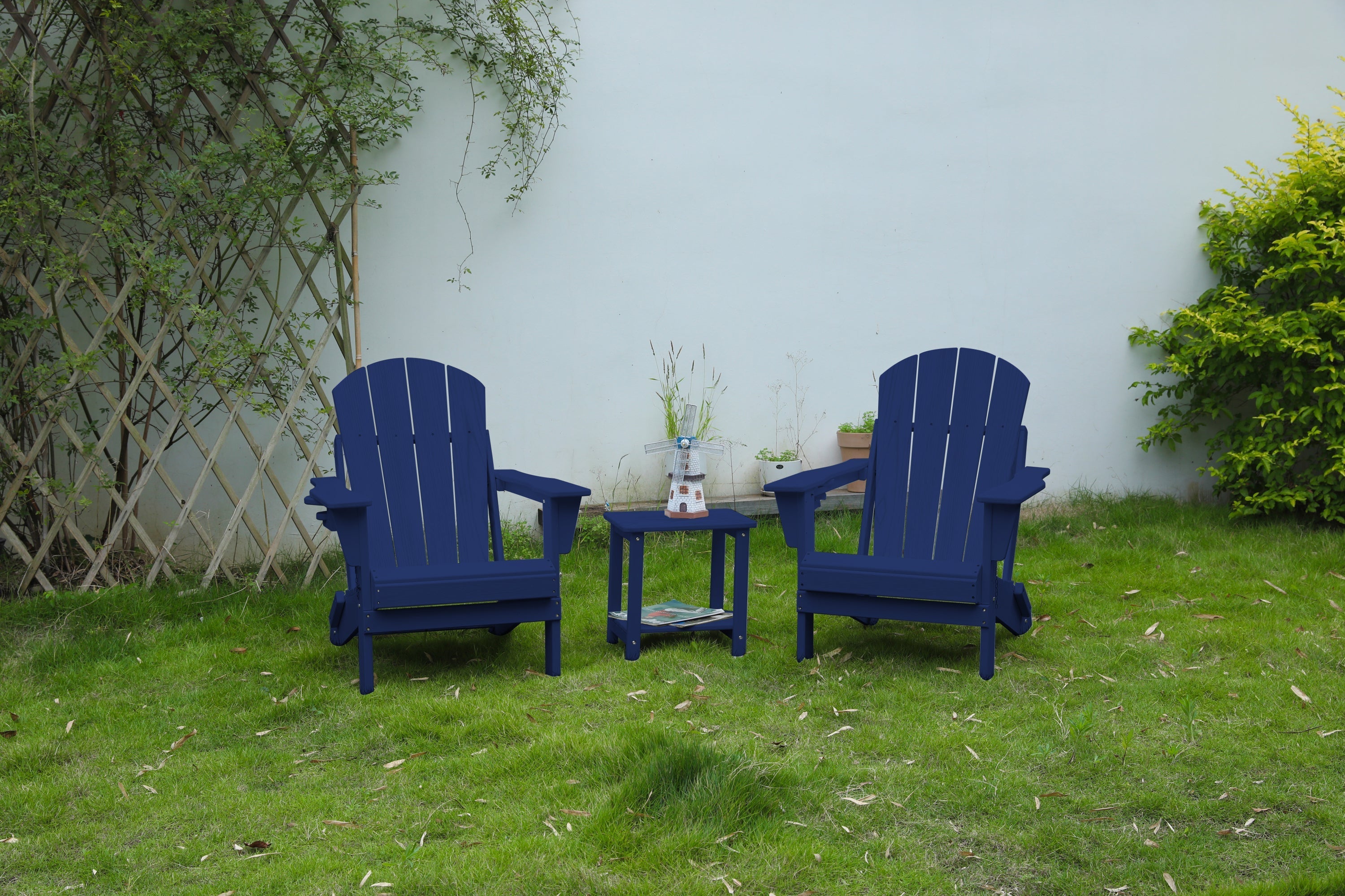 3-piece folding adirondack chair set with side table