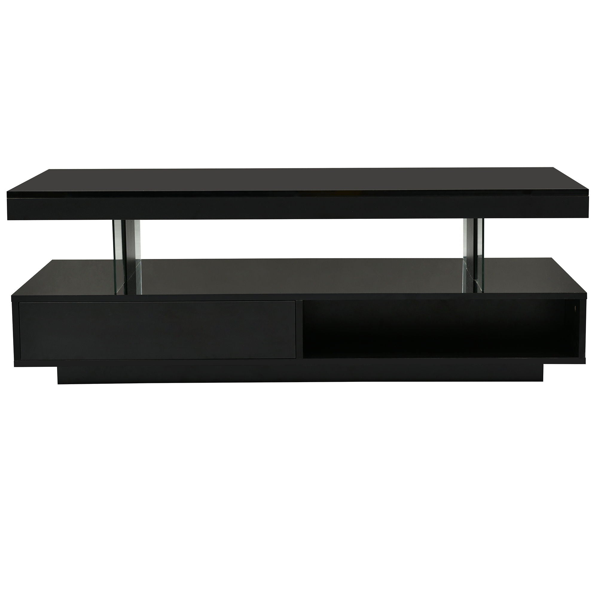 LED Coffee Table With 2 Drawers And Display Shelves