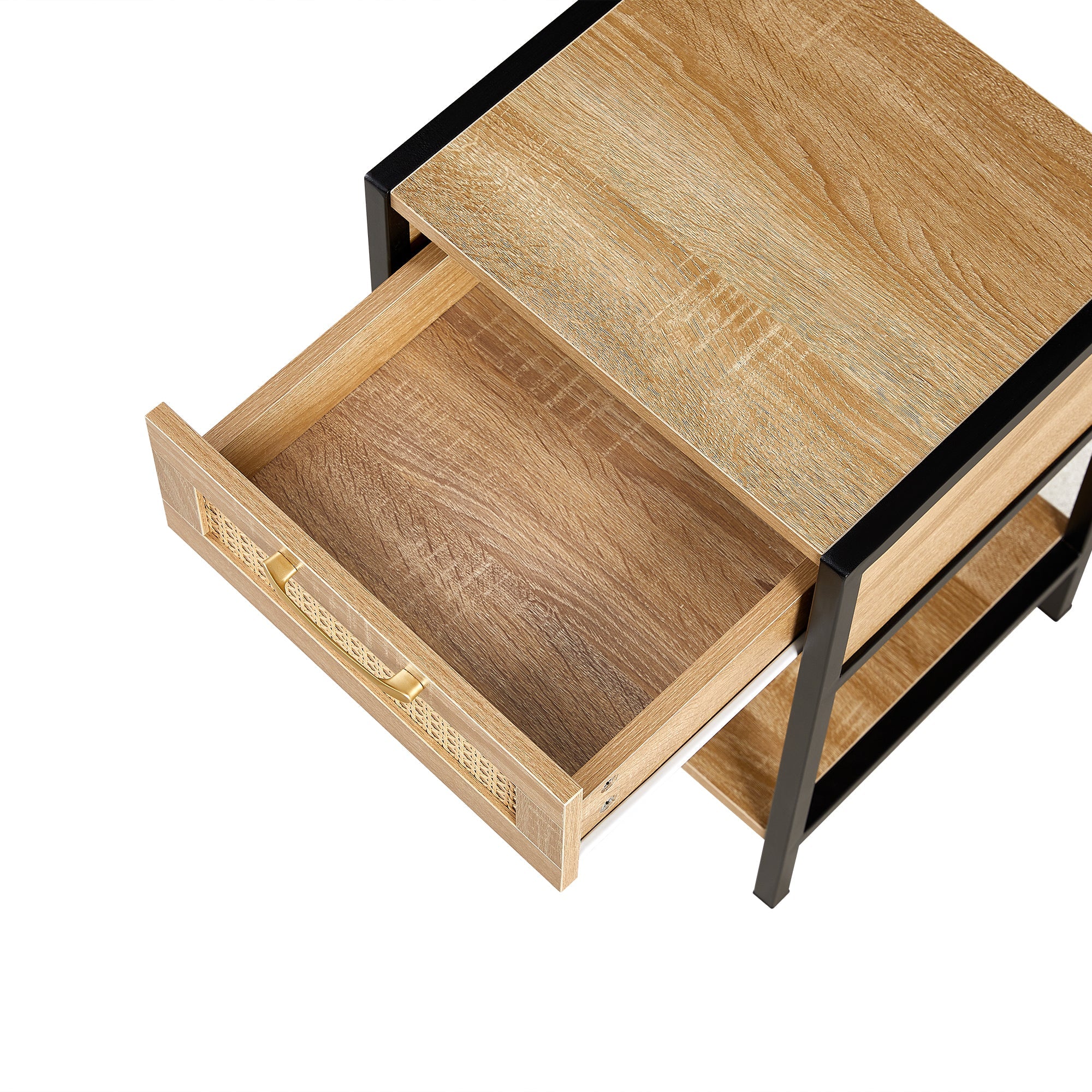 Modern Rattan End Table with Drawer and Metal Legs - Best Buy Furniture