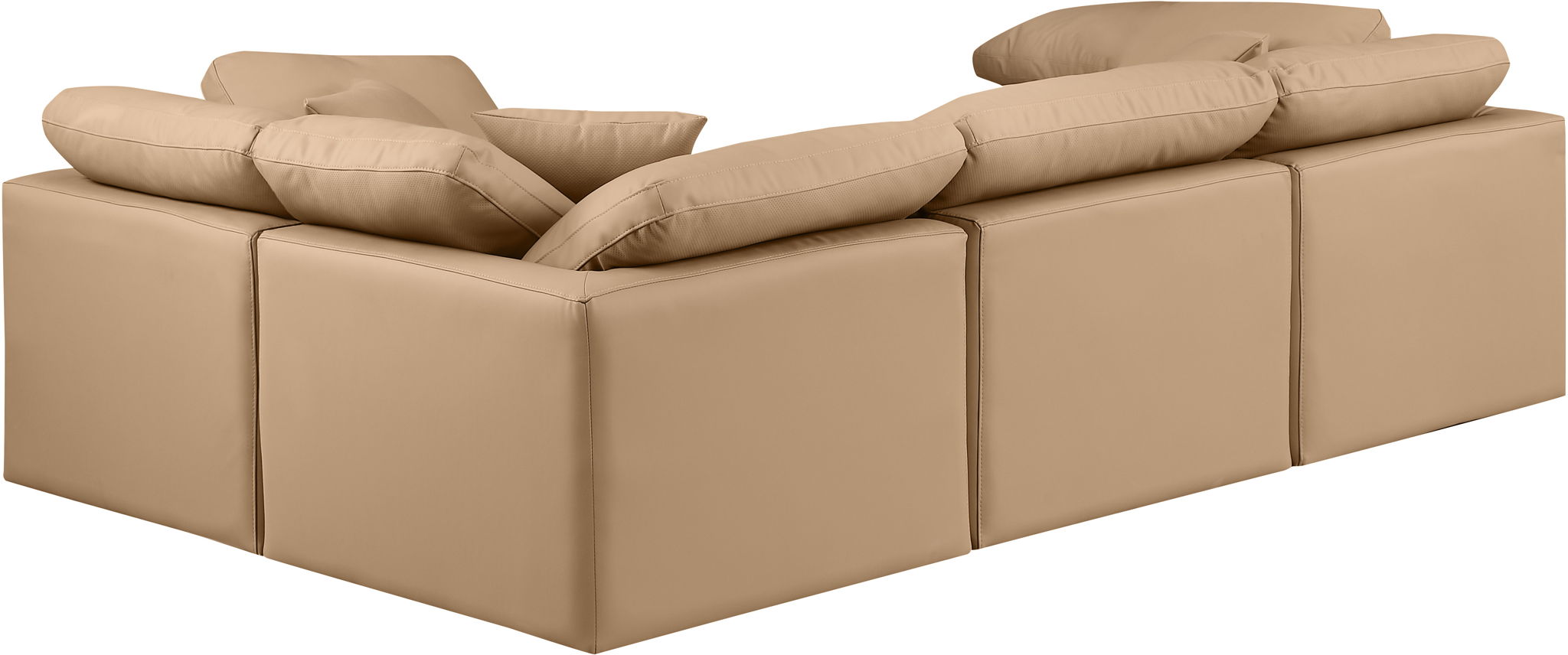 Indulge - Faux Leather 4 Piece Modular Corner Sectional - Tan
