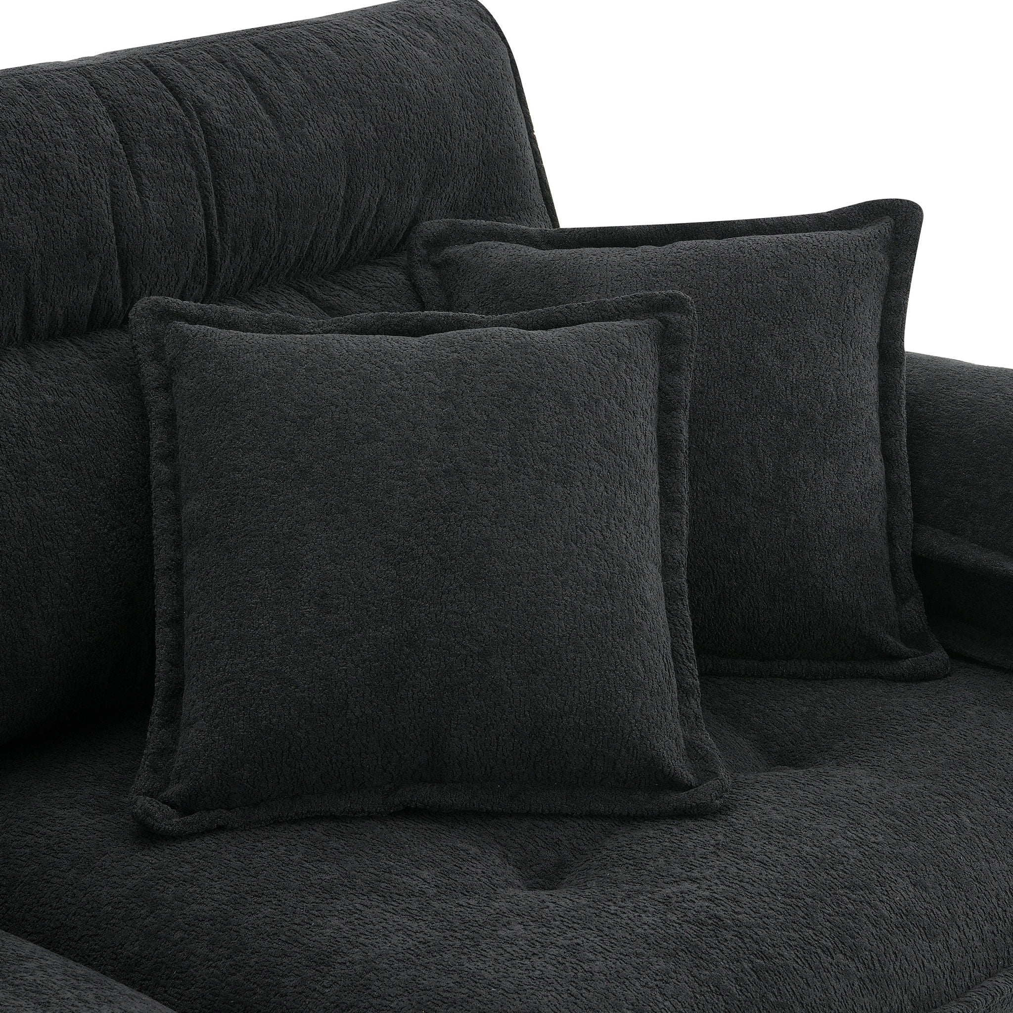 L Shaped Convertible Sectional Sofa 4 Seat Tufted Couch Set With Two Tone Adjust Legs Cloud Movable Ottoman