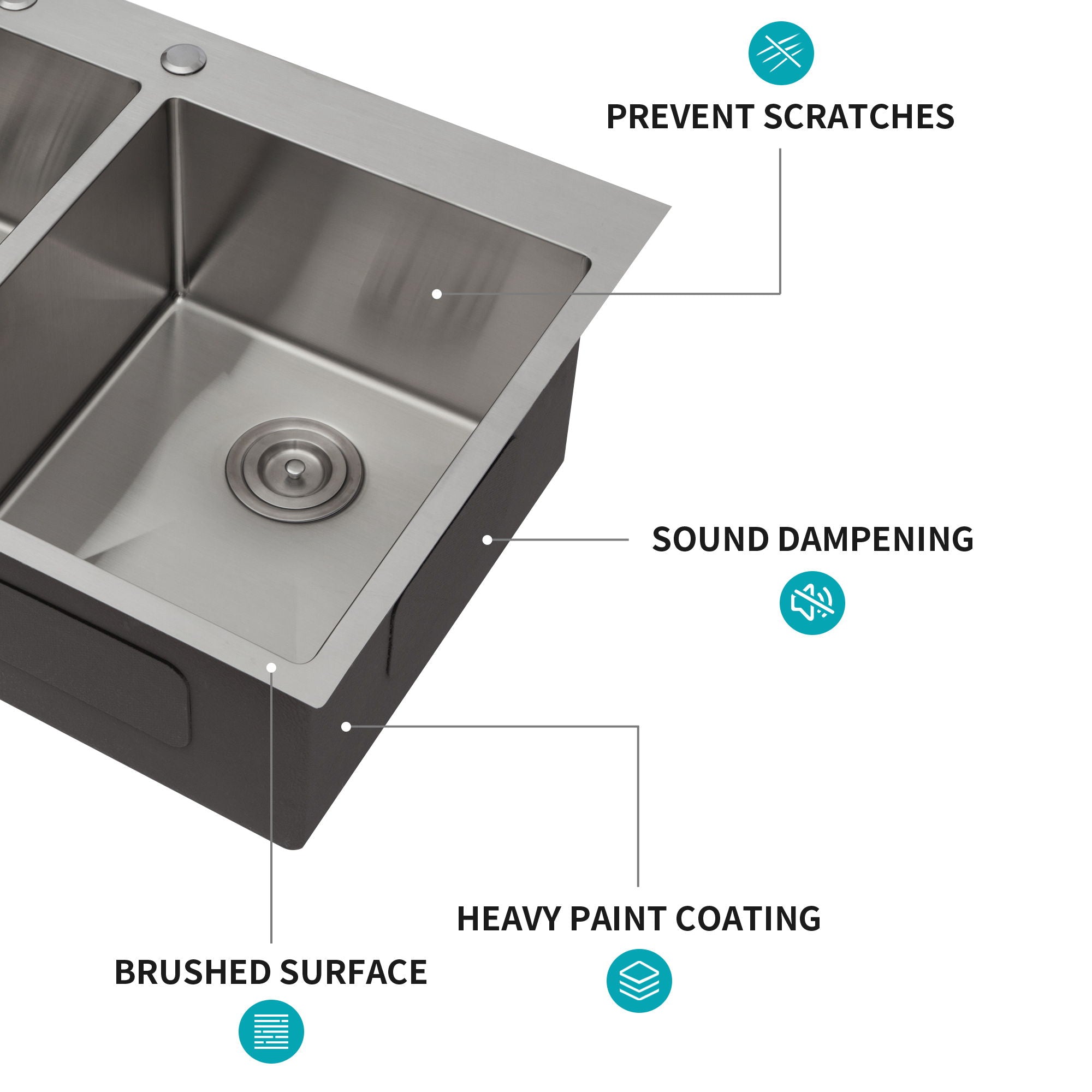 Modern Farmhouse Double Bowl Drop In Sink With 50 / 50 Split Design Stainless Steel - Brushed Nickel