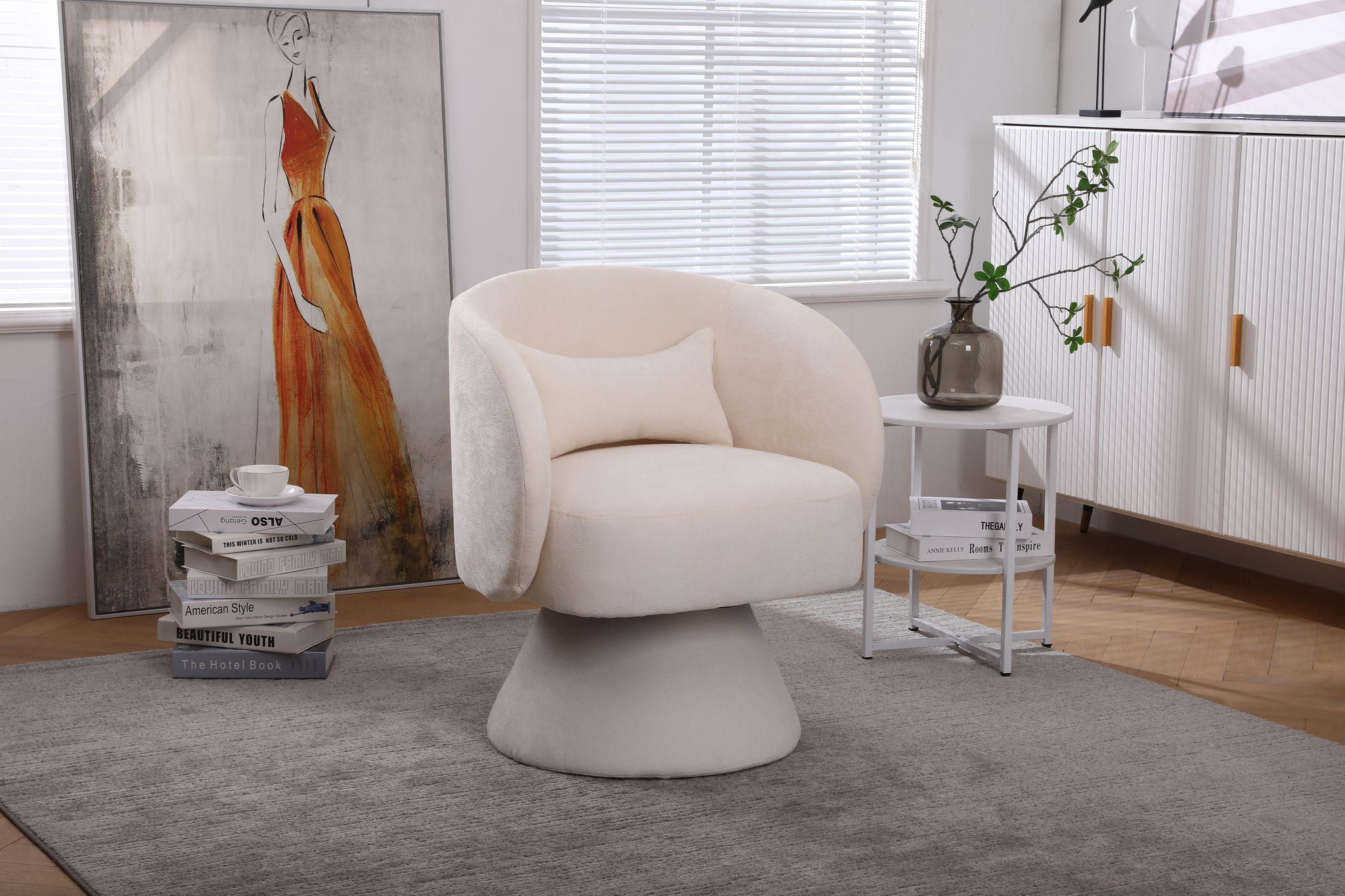 Swivel Accent Chair Armchair, Round Barrel Chair For Living Room Bedroom