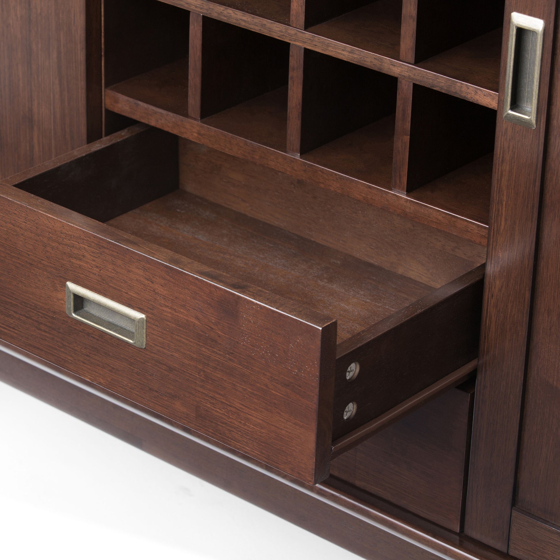 Draper - Mid Century Sideboard Buffet And Wine Rack - Medium Auburn Brown - Best Buy Furniture