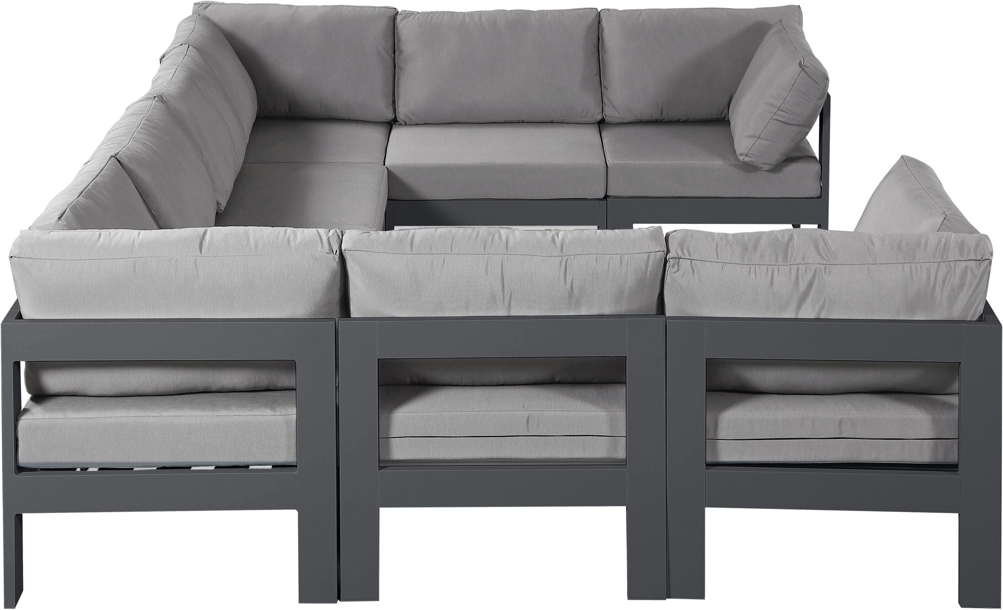 Nizuc - Outdoor Patio 8 Piece Modular Sectional With Gray Frame