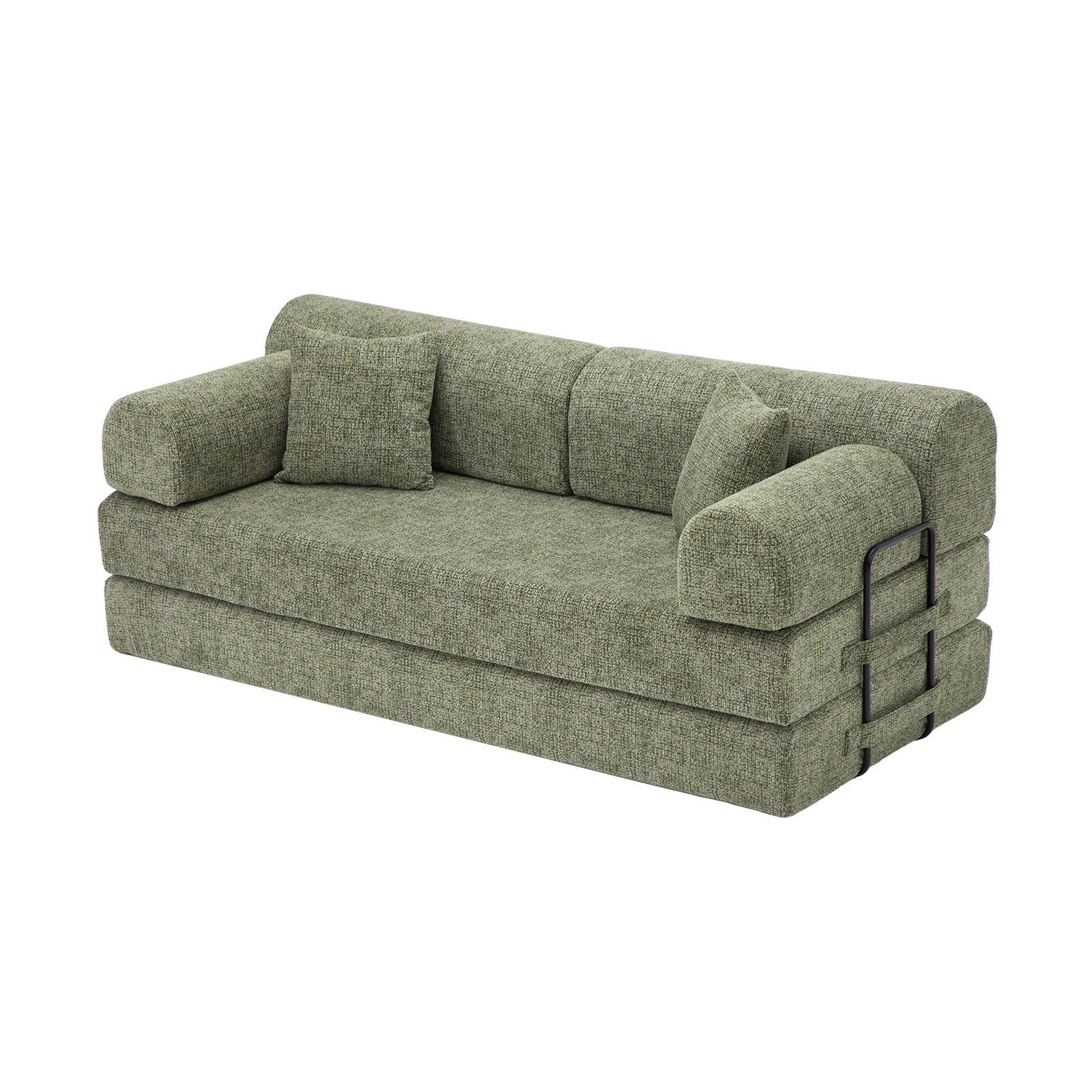 Modern 2 Tone Fabric Convertible Sleeper Sofa Bed