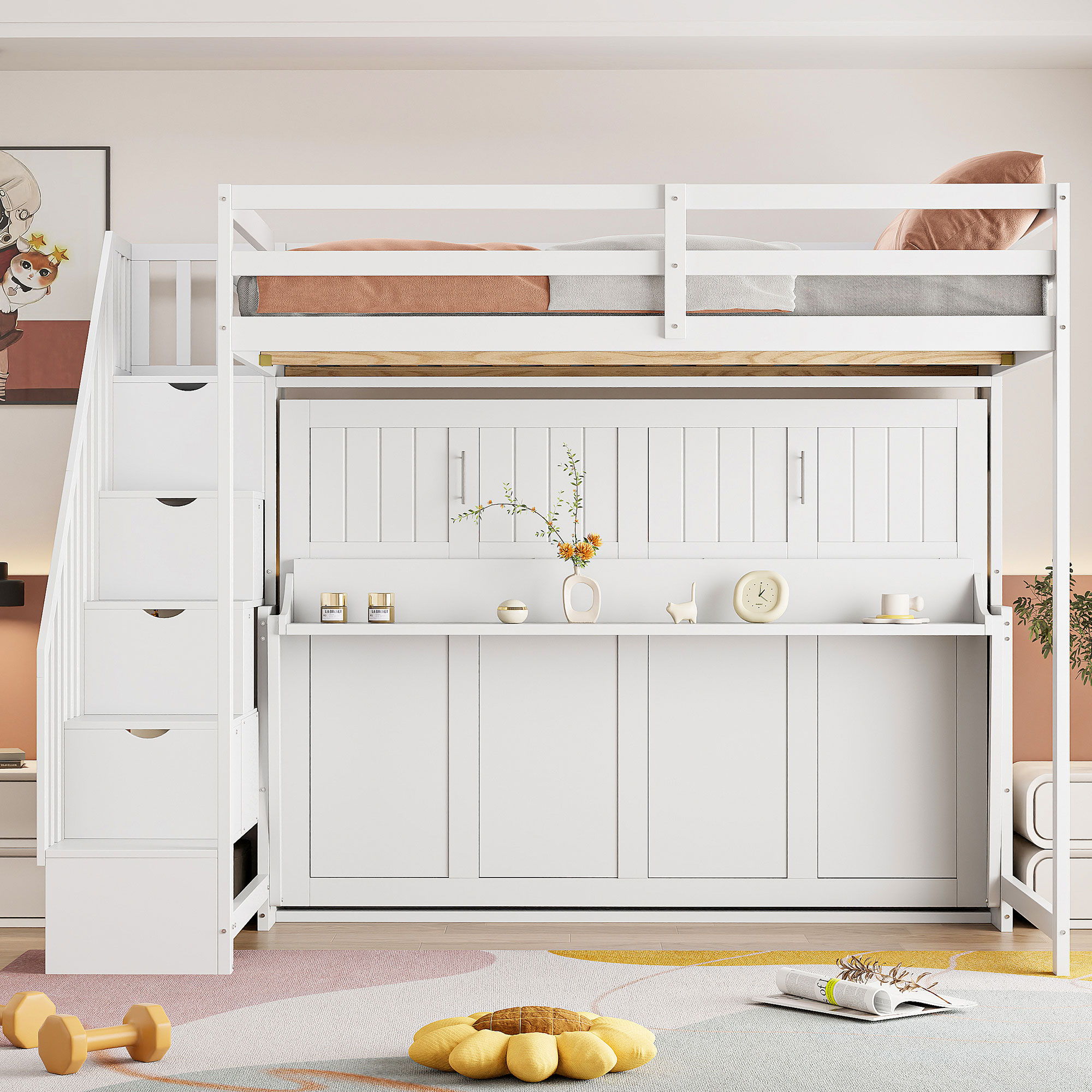 Murphy Bed With Smart Hydraulic System And Desk Design