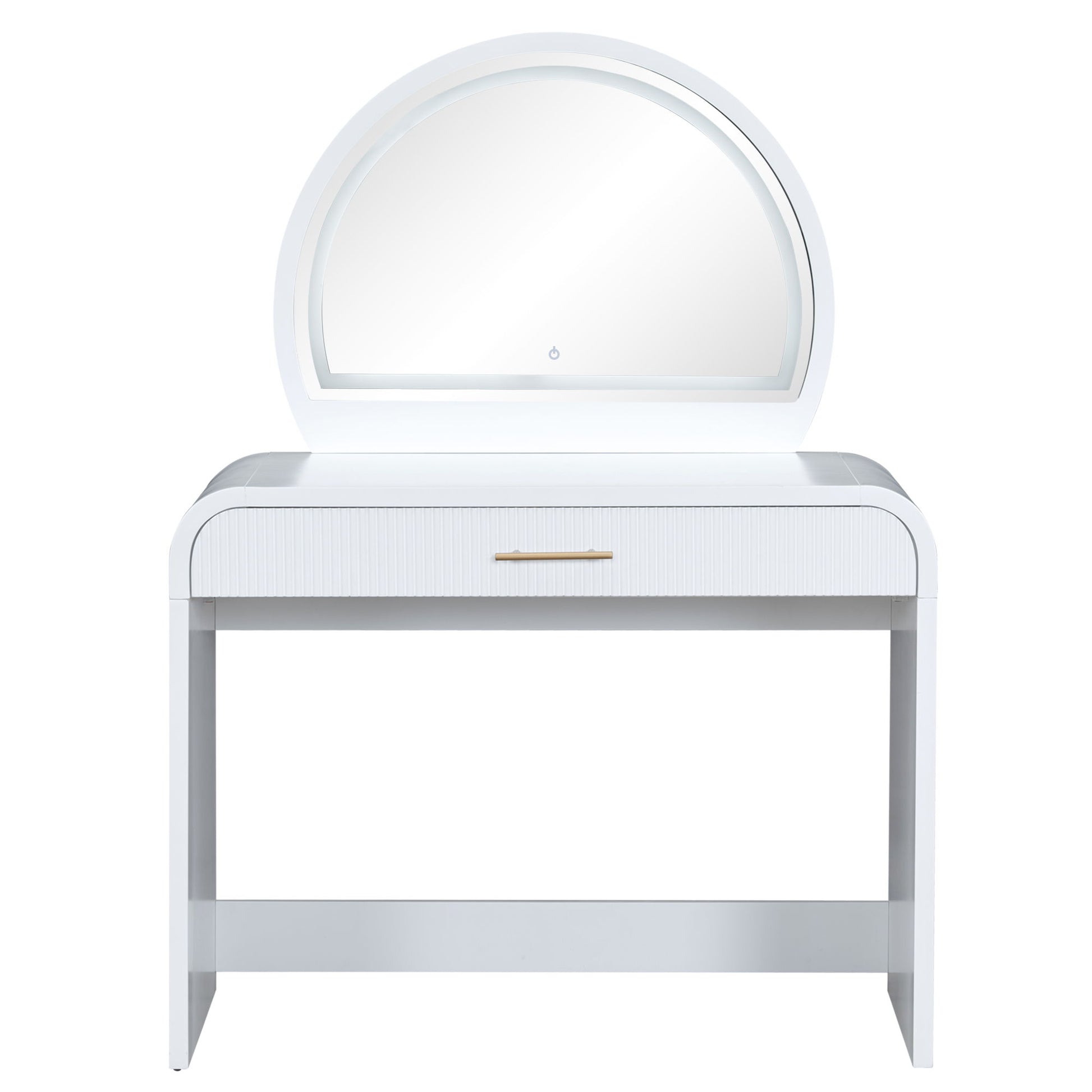Makeup Vanity Table With Mirror Touch Screen Lighted Mirror, Dressing Table With Drawer For Bedroom - White - Best Buy Furniture