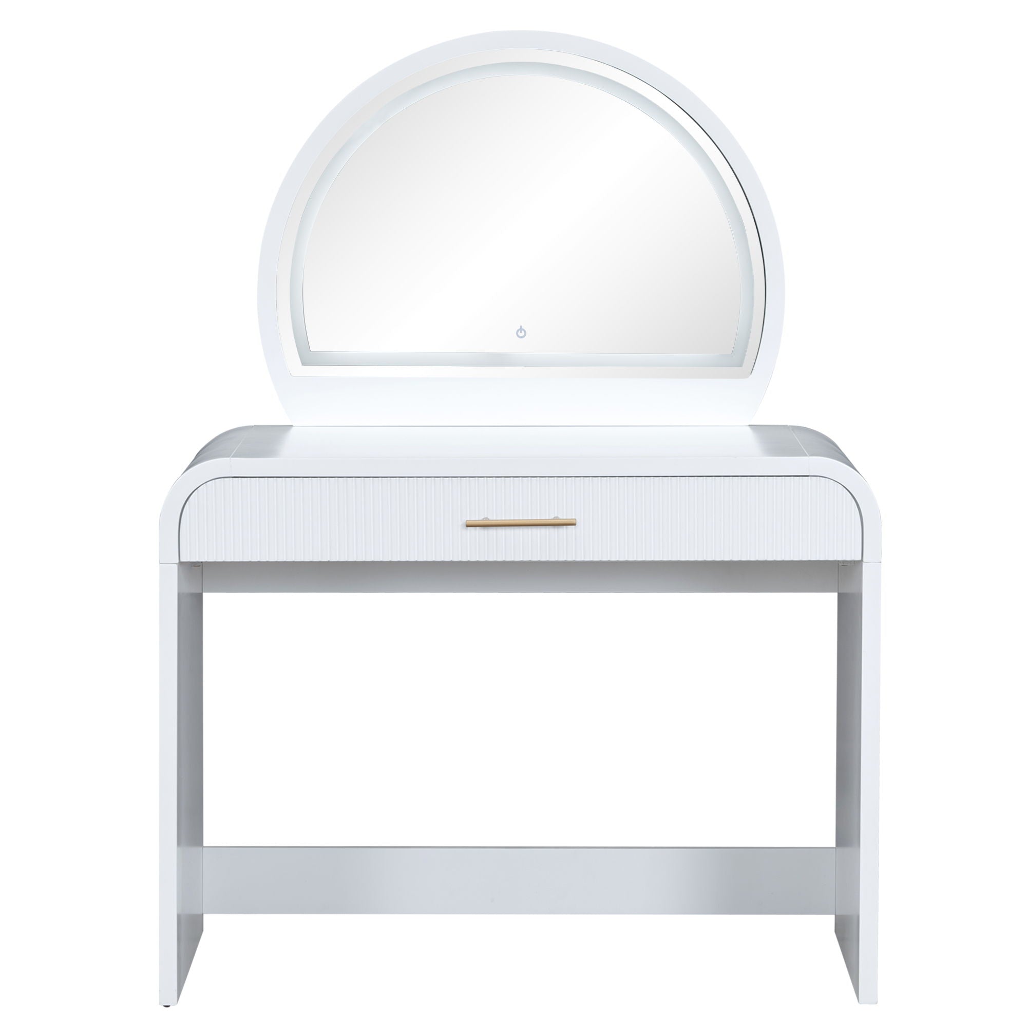 Makeup Vanity Table With Mirror Touch Screen Lighted Mirror, Dressing Table With Drawer For Bedroom - White - Best Buy Furniture