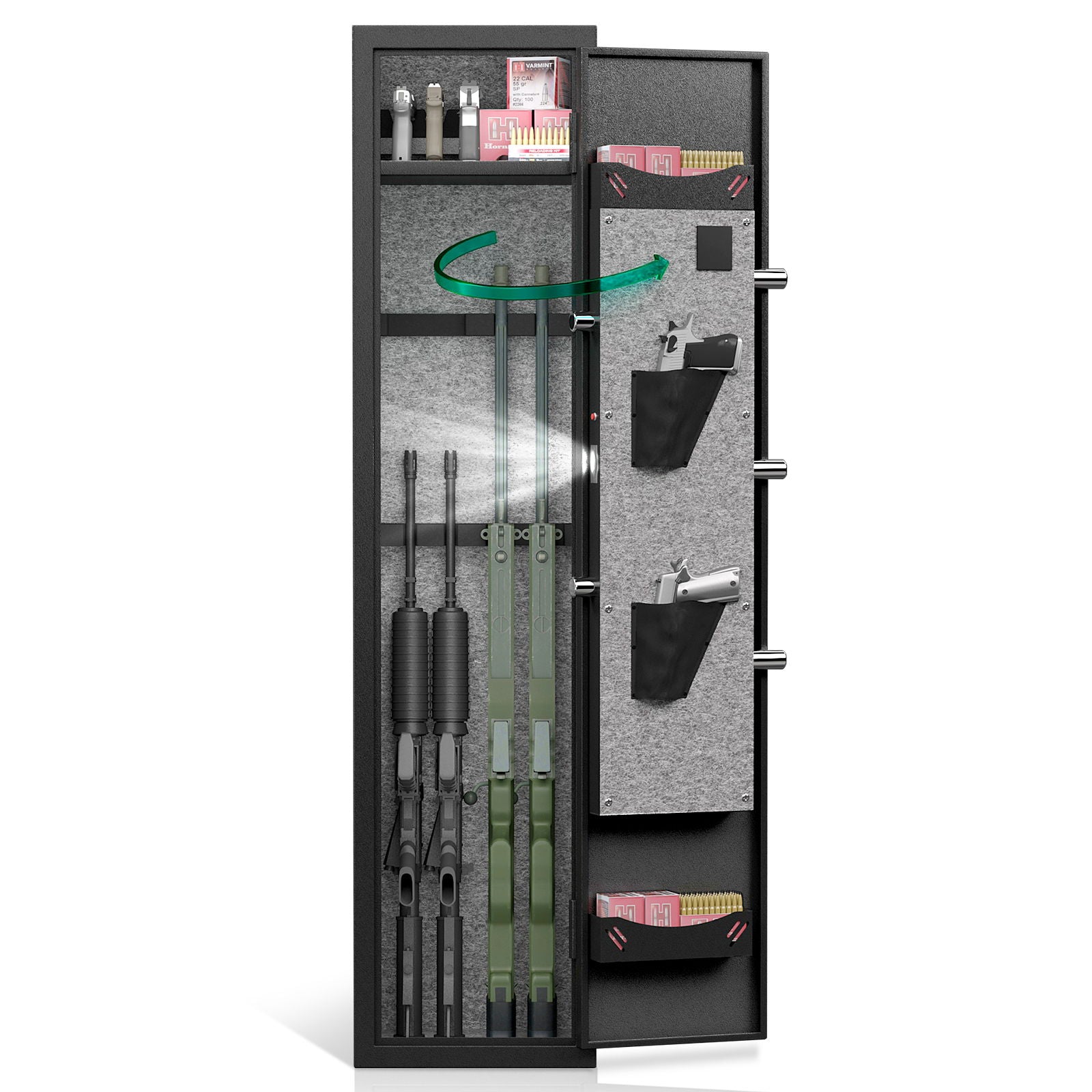 3 - 4 Gun Safe For Rifles And Pistols, Quick Access Password Gun Safe, High Security Metal Rifle Safe Locker With Removable Shelf And 2 Adjustable Gun Slots - Black - Best Buy Furniture