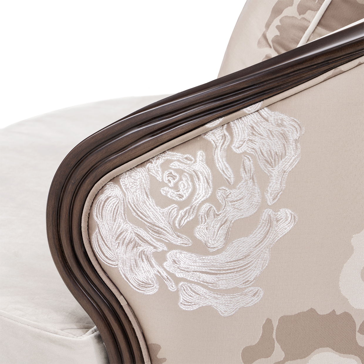 Camellia Field - Velvet Matching Chair - Beige / Dark Brown