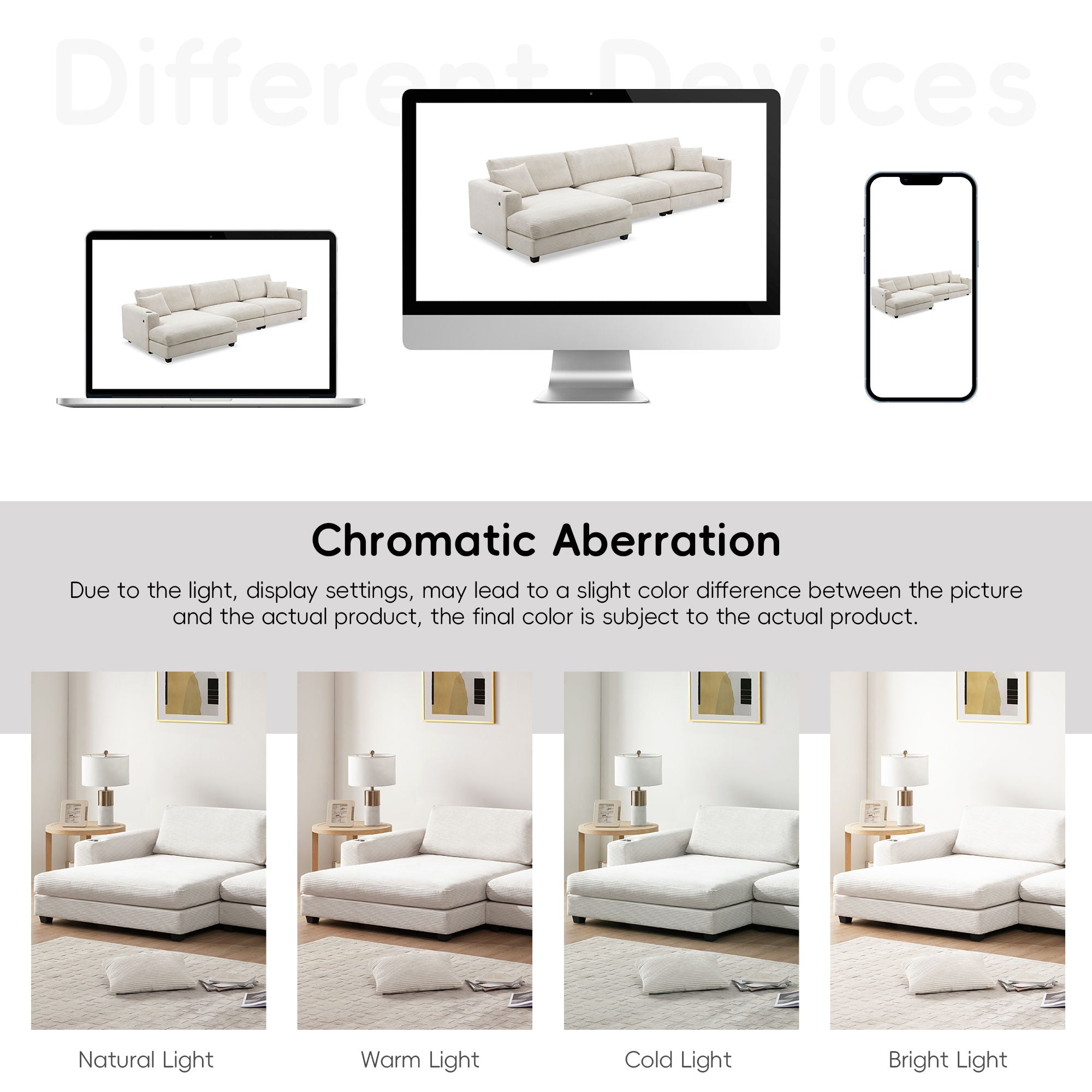 Oversized Sectional L Shaped Cloud Couch With USB Charging Port Cup Holder Deep And Wide Seat Sofa With Chaise Comfy