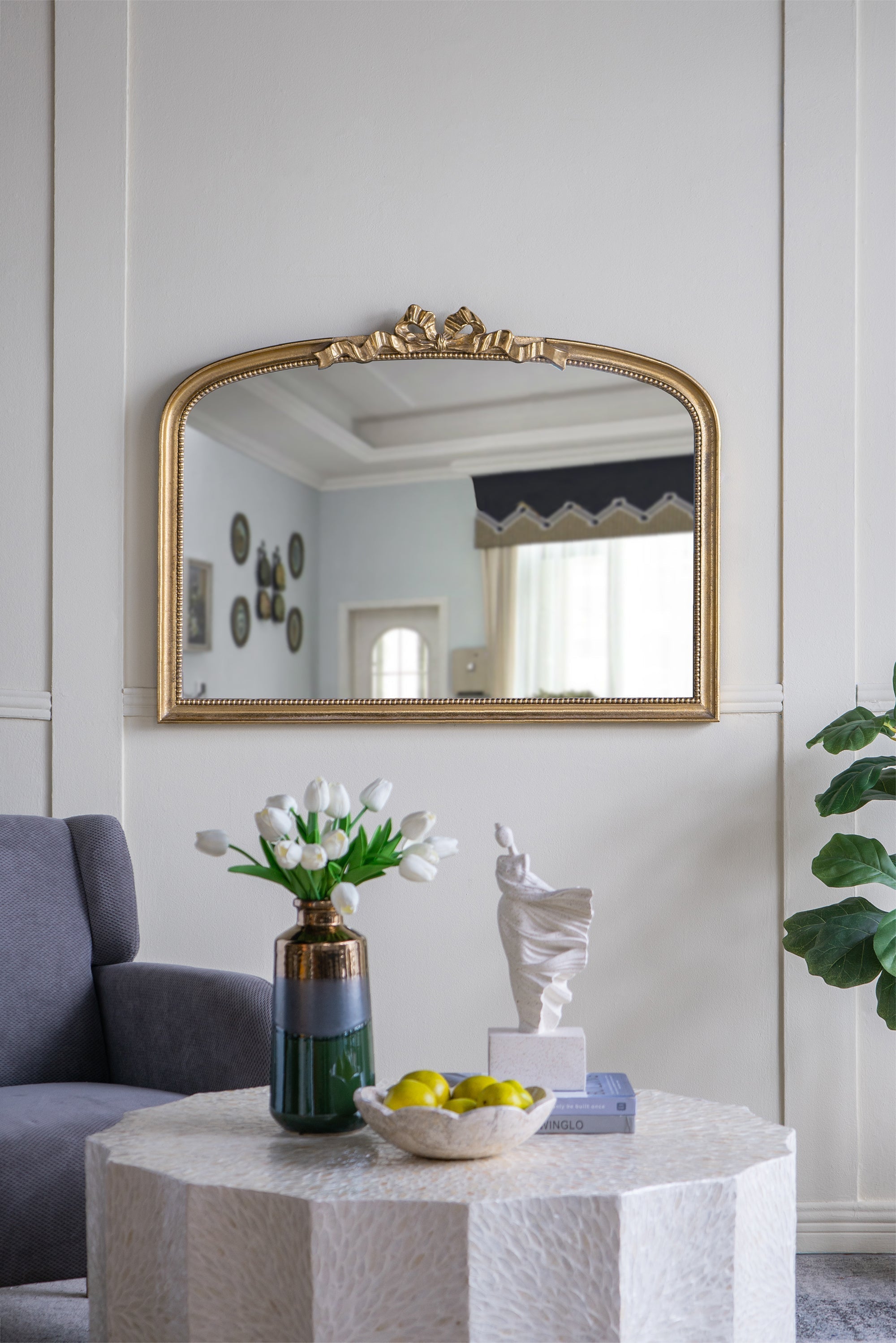 40.2' x 29.9' Baroque Style Gold Arch Mirror