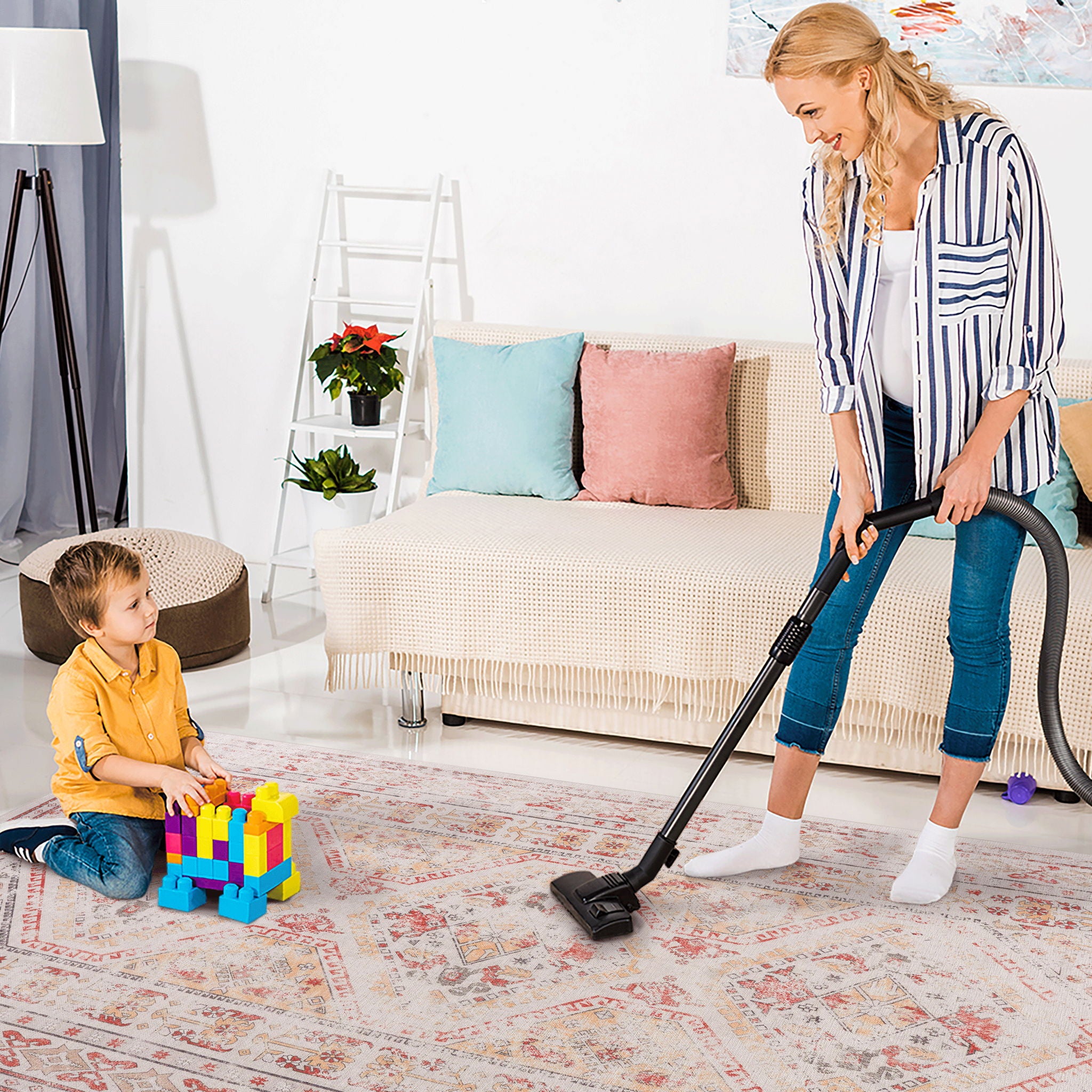 Maval - 8' X 10' Washable Area Rug - Beige