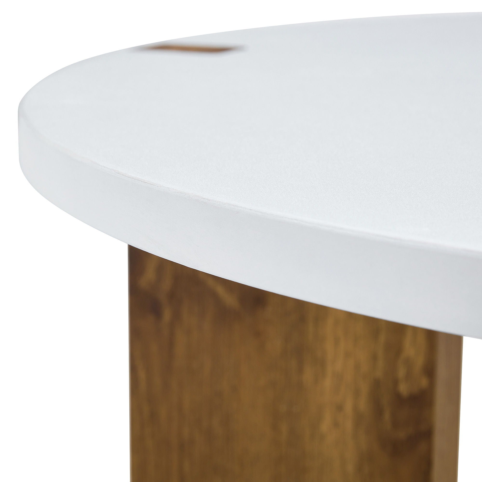 Minimalist Circular Coffee Table With Embedded Leg Design - White / Wood