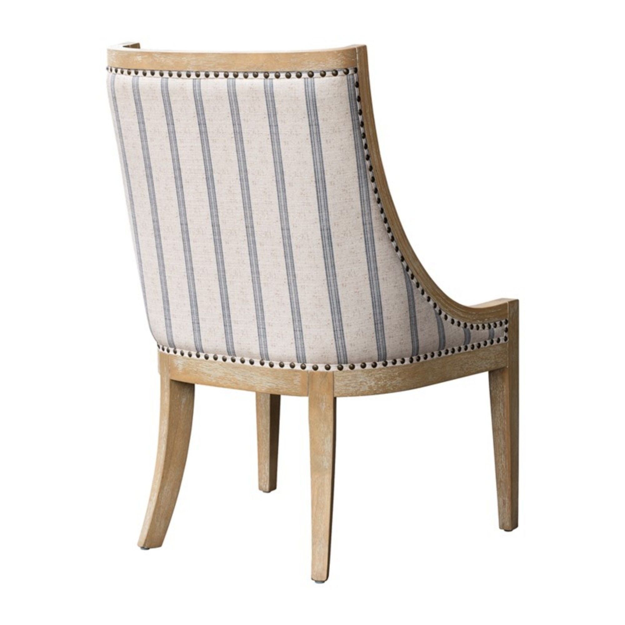 Upholstered Dining Chair With Nailhead Trim - Beige / Natural