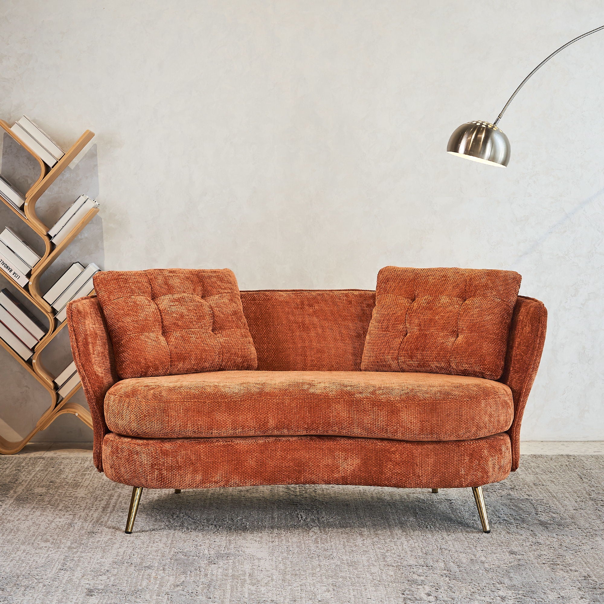 Loveseat Sofa, Upholstered Couch With Metal Legs